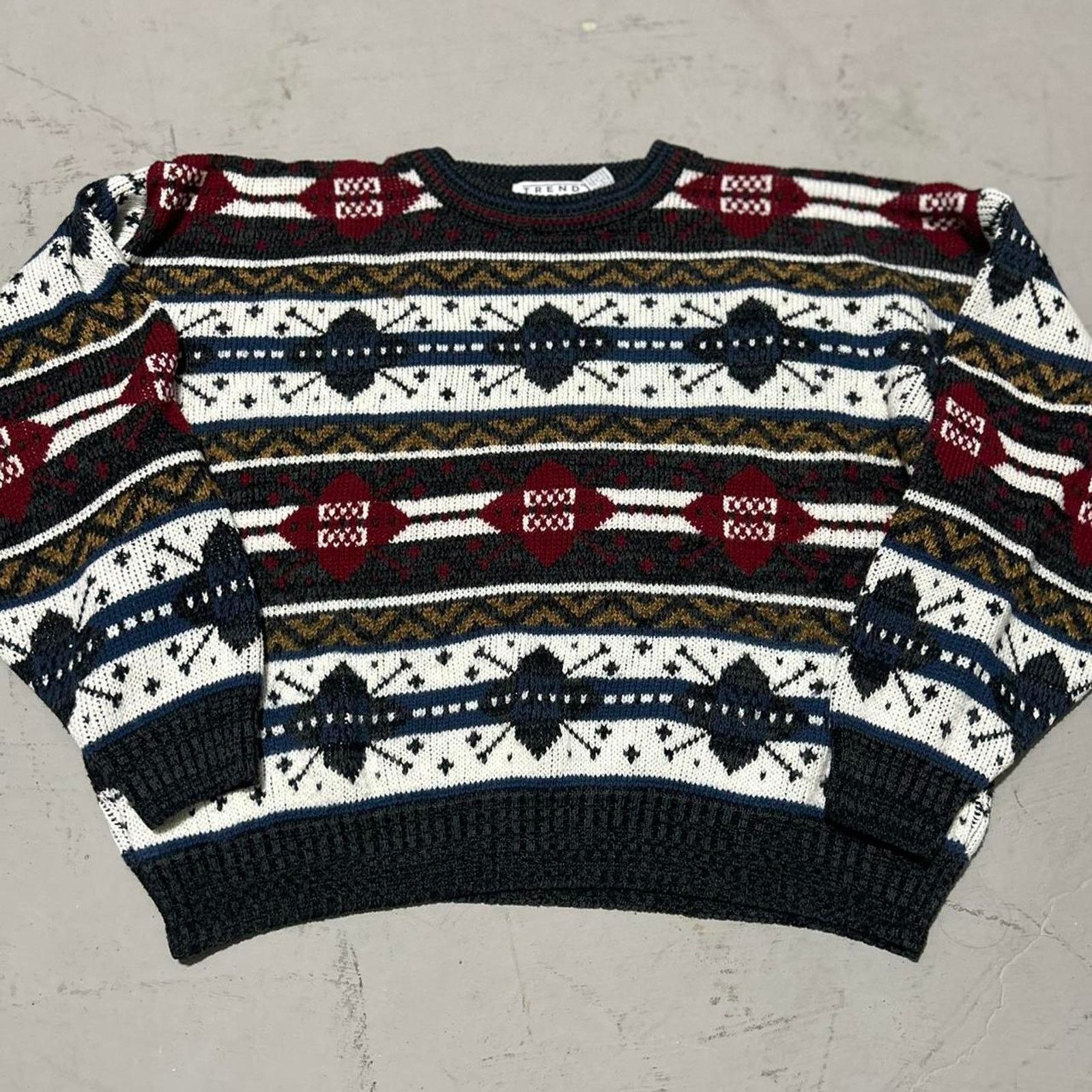 Other Vintage Trend Green and White Basics Grandpa Fair Isle Sweat Size US XL / EU 56 / 4 - 1 Thumbnail