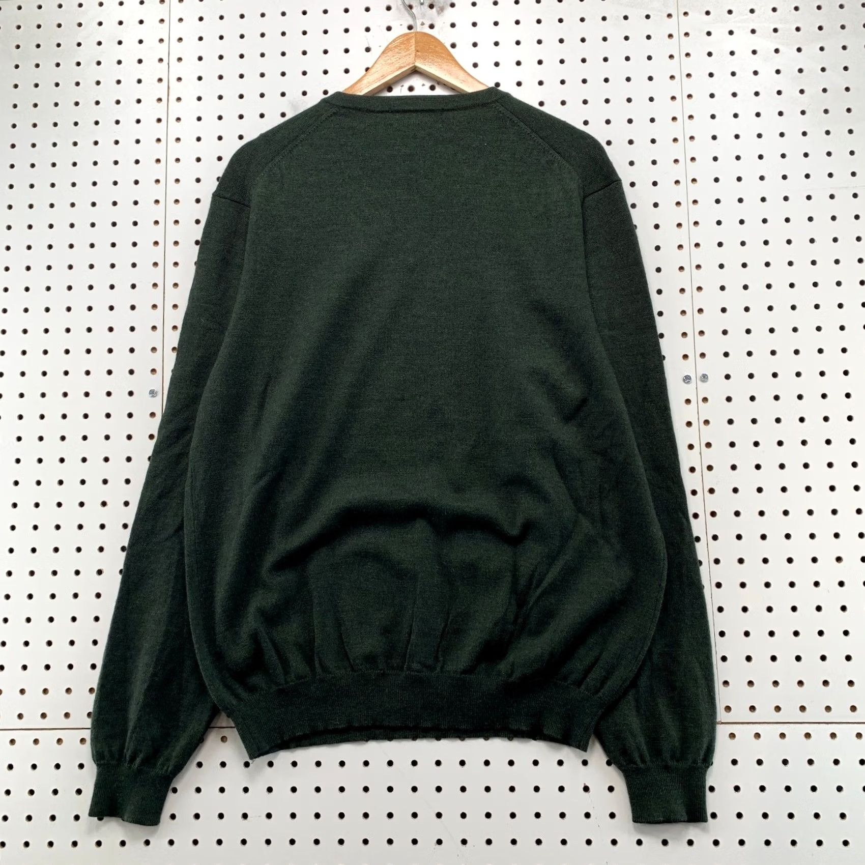 Brooks Brothers Brooks Brothers Merino Wool Sweater Men Large Green V-Neck Stretch Business Work Sweater Size US L / EU 52-54 / 3 - 2 Thumbnail