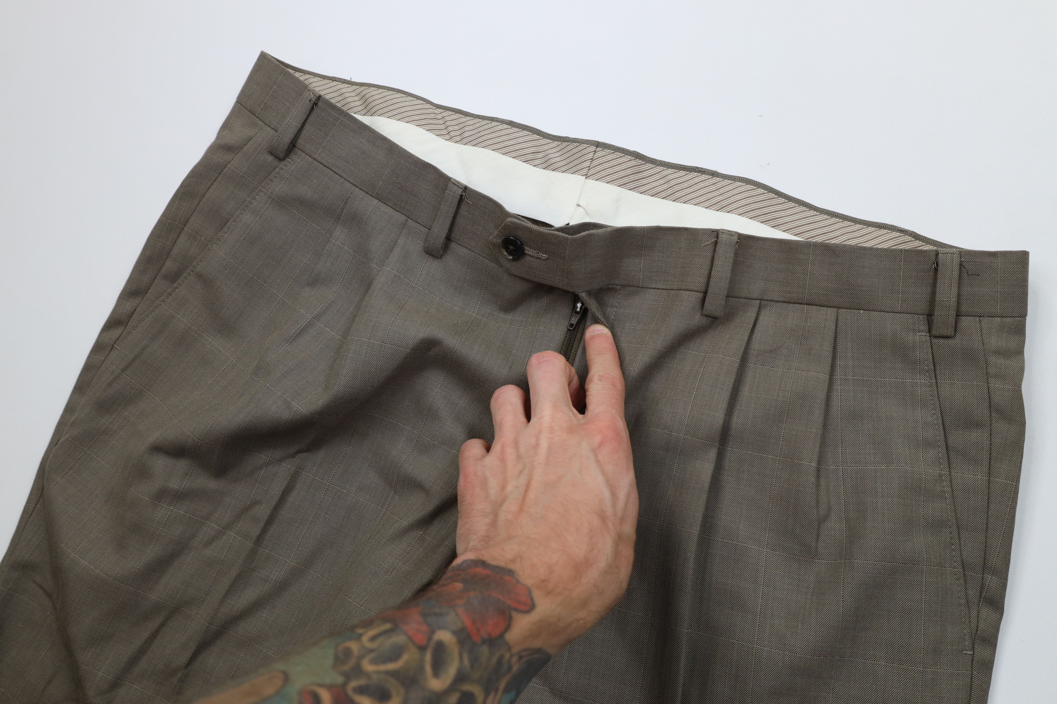 Ralph Lauren Vintage Ralph Lauren Knit Wide Leg Chino Pants Beige Plaid Size US 38 / EU 54 - 6 Thumbnail