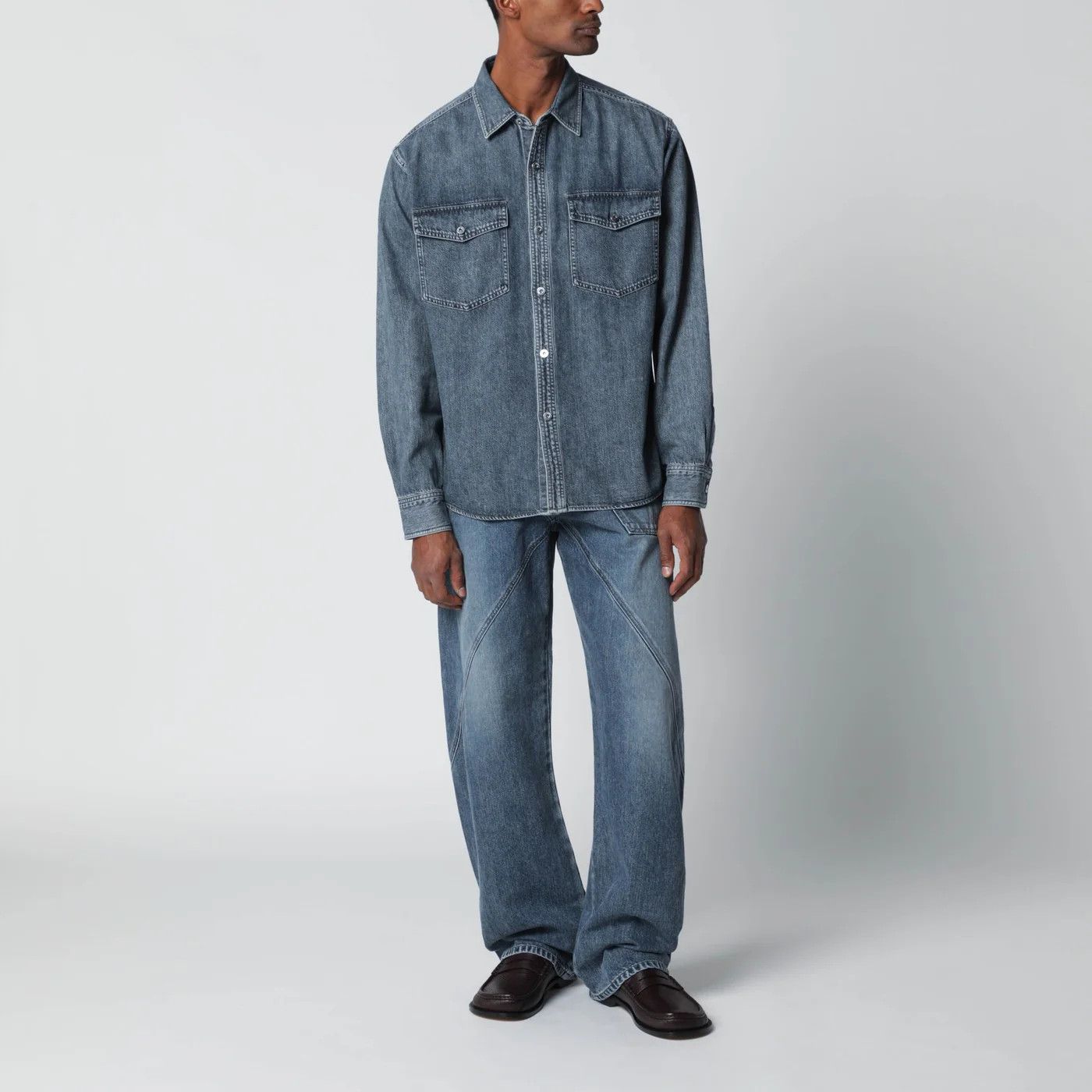 JW Anderson o1d2blof0526 Oversize Denim Shirt in Blue Size US M / EU 48-50 / 2 - 2 Thumbnail
