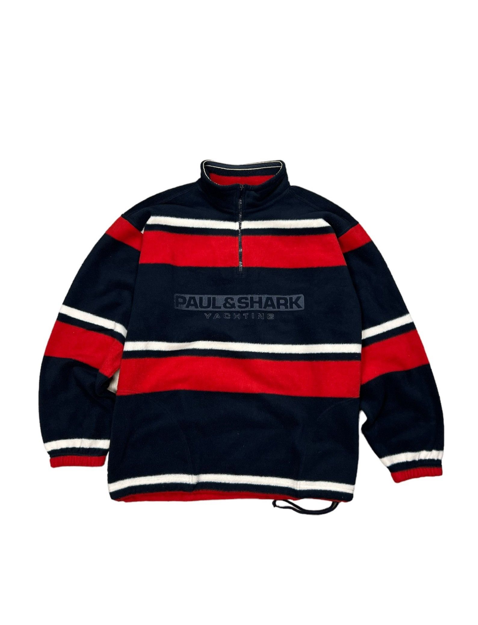 image of Paul Shark x Vintage Big Logo Striped Fleece Jacket, Men's (Size Large)