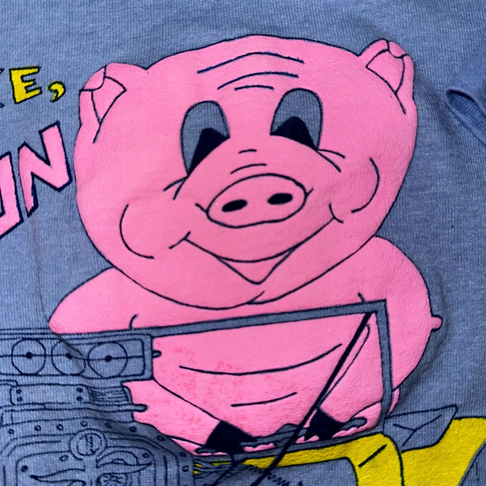 Jerzees VINTAGE Jerzees T-Shirt 80s Pig Run and Feed Blue XL Men Short Sleeve Crew Neck Graphic Print Size US XL / EU 56 / 4 - 3 Thumbnail