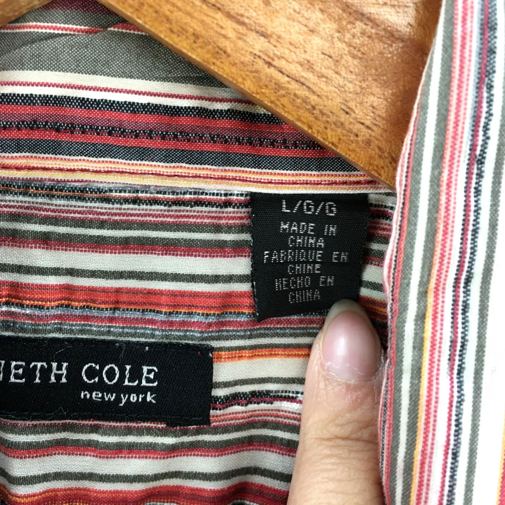 Kenneth Cole Kenneth Cole Striped Long Sleeve Shirt Mens L Pink Cotton Blend Button Up Casual Size US L / EU 52-54 / 3 - 7 Thumbnail