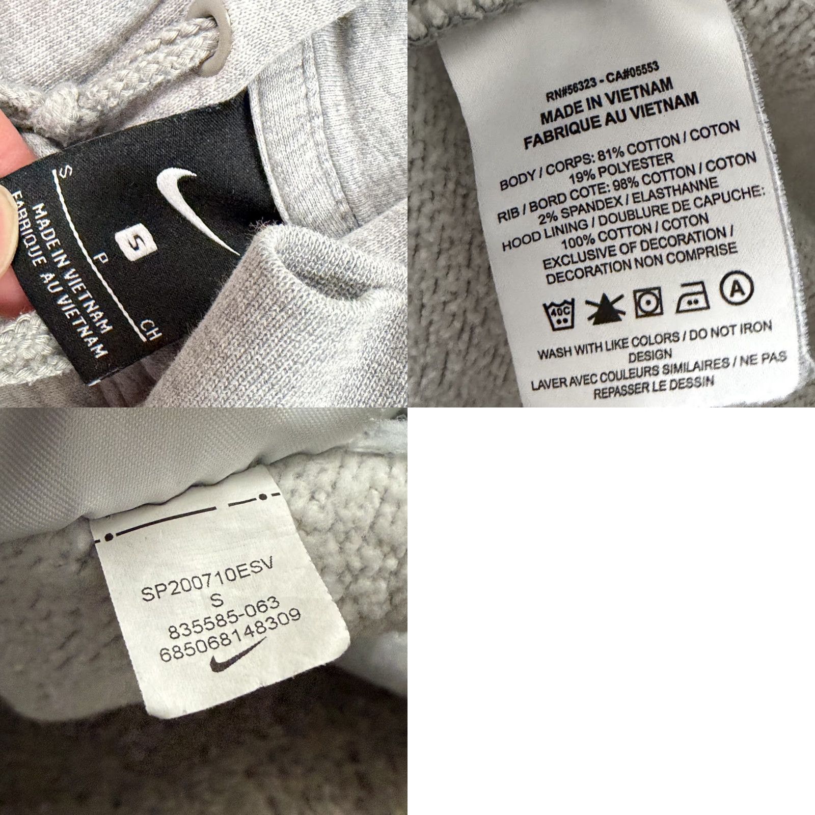 Nike Nike Hoodie Mens S Gray Fleece Pullover Hooded Sweatshirt with Pockets 835585-063 Size US S / EU 44-46 / 1 - 9 Thumbnail