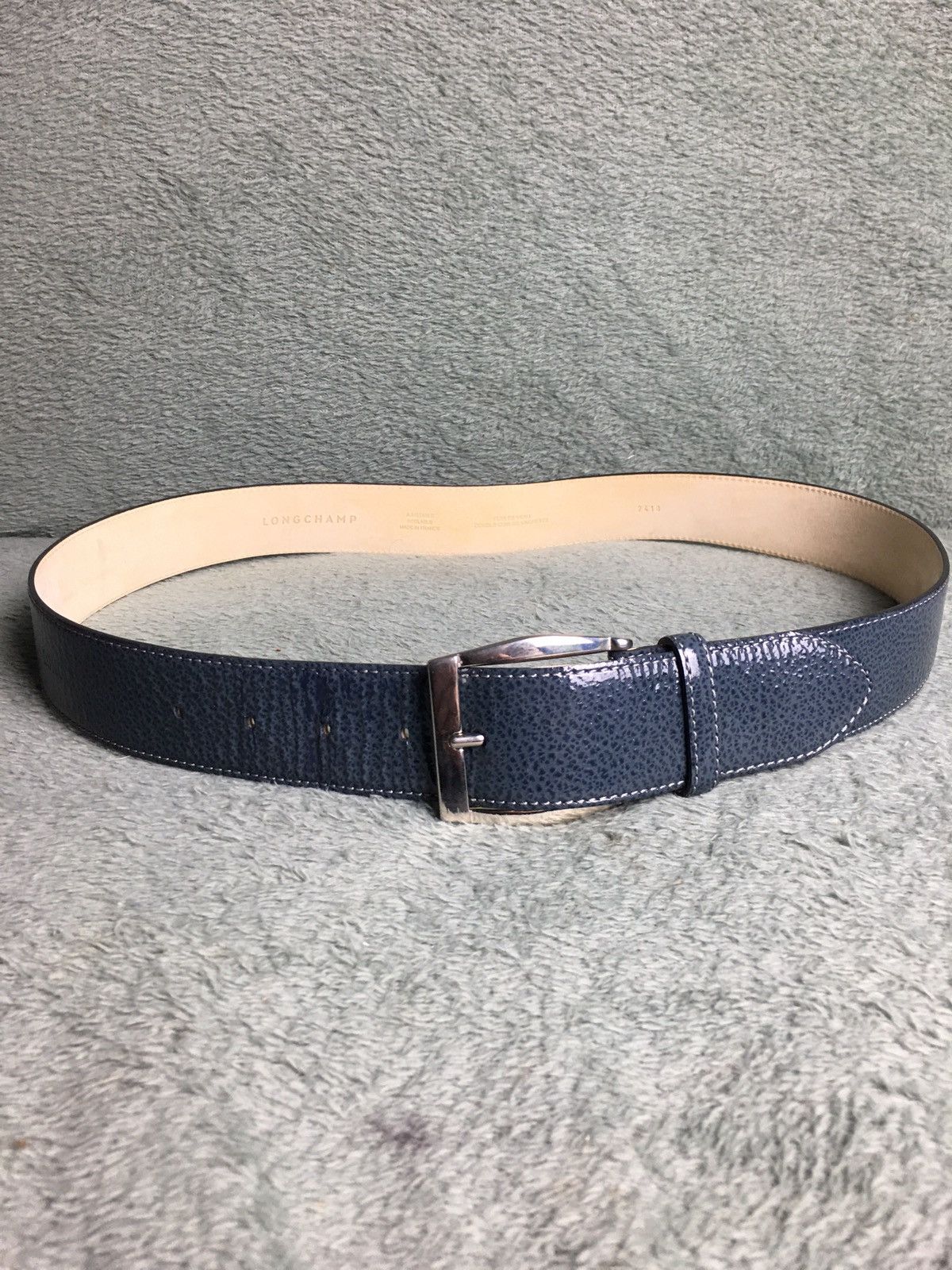 Longchamp LONGCHAMP Blue Patent Leather Belt Designer France Size ONE SIZE - 5 Thumbnail
