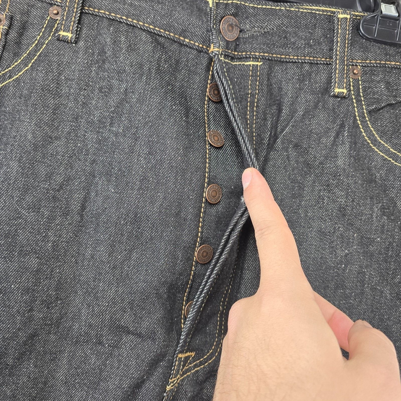 Levi's Levis 501 Jeans 40x38 Black Denim Straight Leg Button Fly Size US 40 / EU 56 - 4 Thumbnail