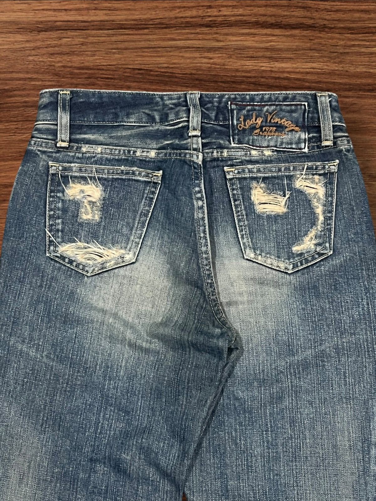 Japanese Brand × Johnbull Vintage Japanese Brappers Distressed Blue Washed Flare Jeans Size 28" / US 6 / IT 42 - 7 Thumbnail