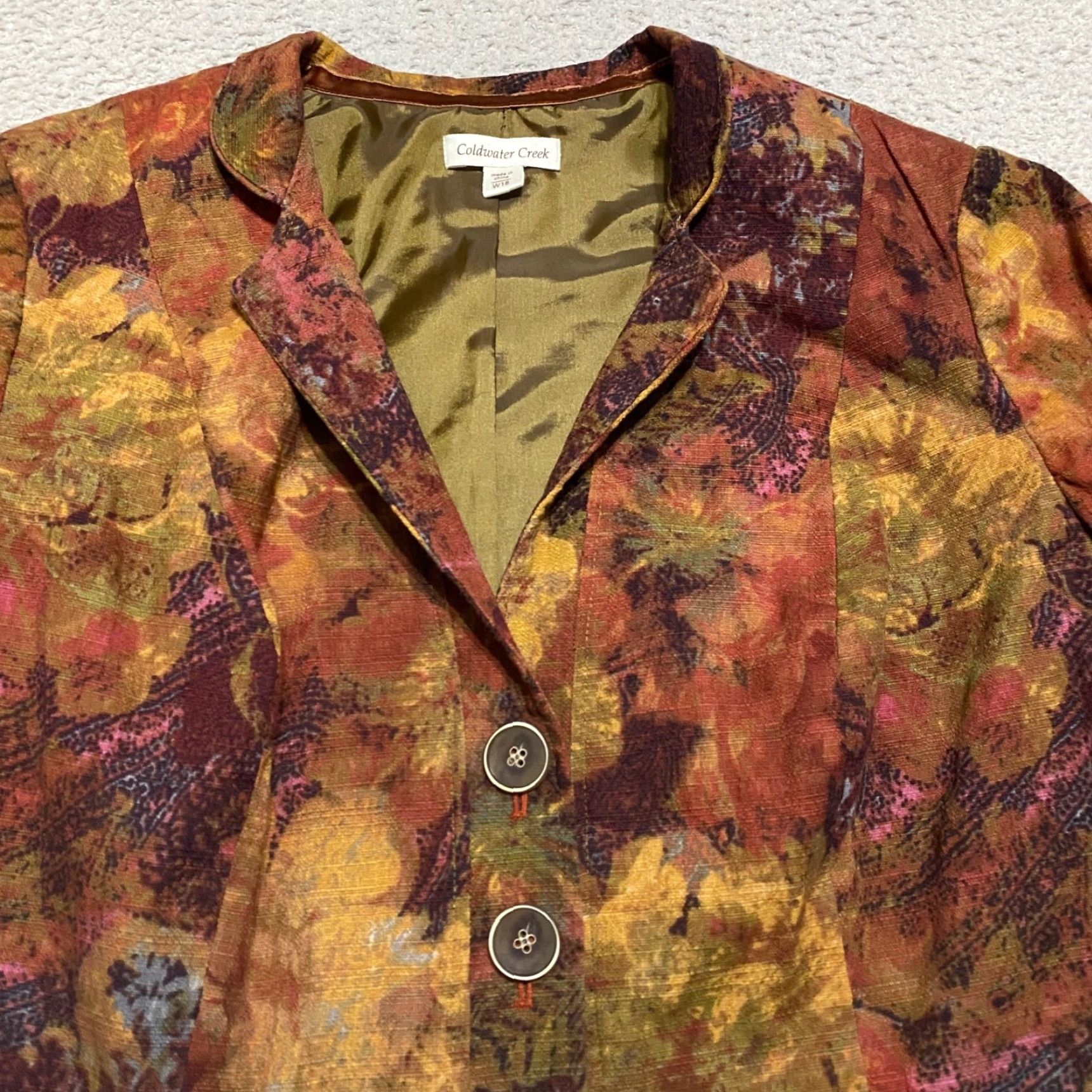 Coldwater Creek Coldwater Creek Jacket Womens 18W Plus Multicolor Floral Tapestry Button-Up L/S Size XXL / US 16-18 / IT 52-54 - 3 Thumbnail