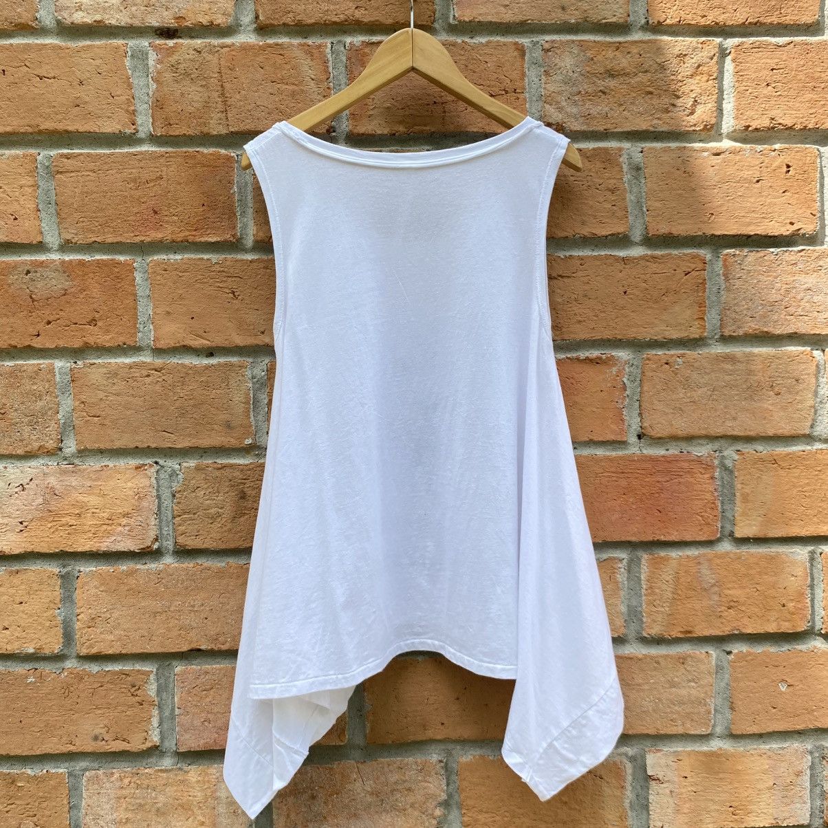 Sunao Kuwahara Sunao Kuwahara White Sleeveless Graphic Asymmetrical Hem Top Size M / US 6-8 / IT 42-44 - 13 Thumbnail