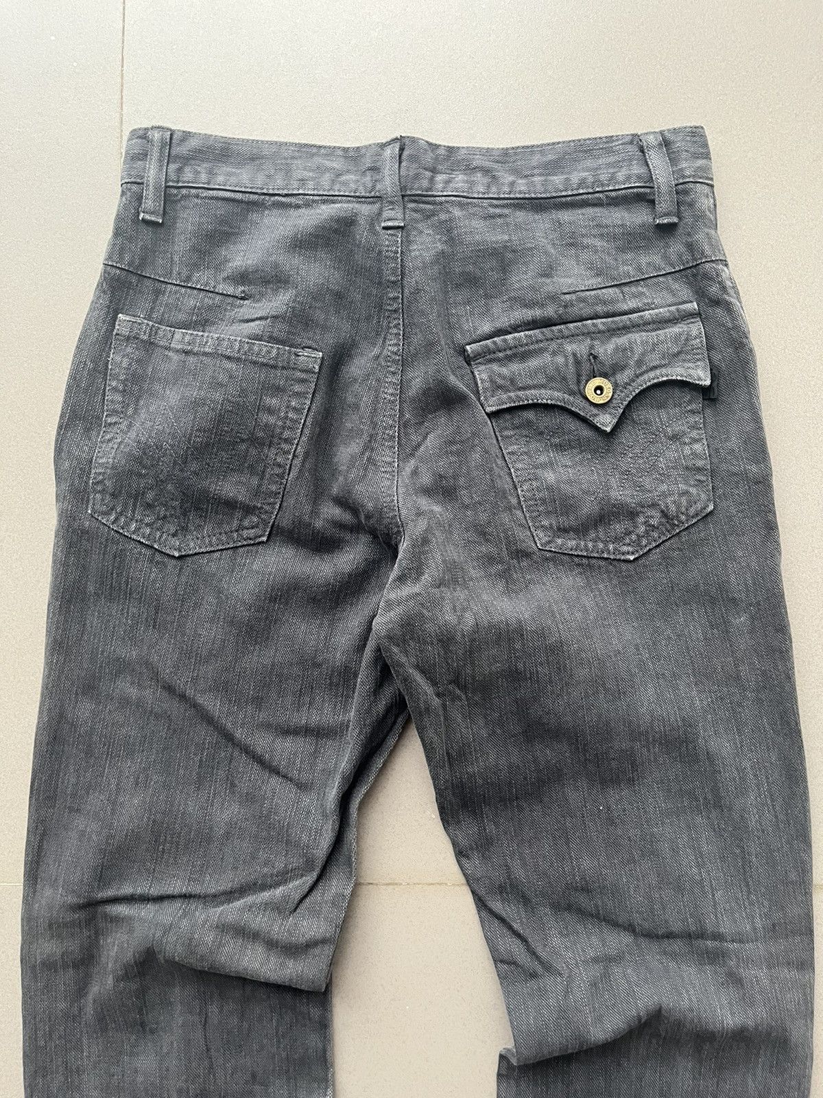 If Six Was Nine JAPANESE MORGAN HOMME FLARE BUTTON BLACK WASHED JEANS PUNK Size US 30 / EU 46 - 5 Thumbnail