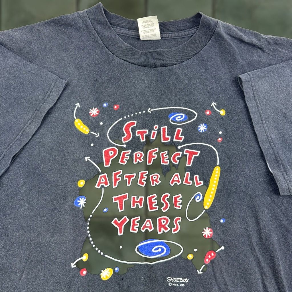 Vintage VINTAGE Shoebox Greetings T Shirt Adult Large Black 90s Mens Short Sleeve Crew Neck Still Perfect Fun 1990s Size US L / EU 52-54 / 3 - 1 Thumbnail