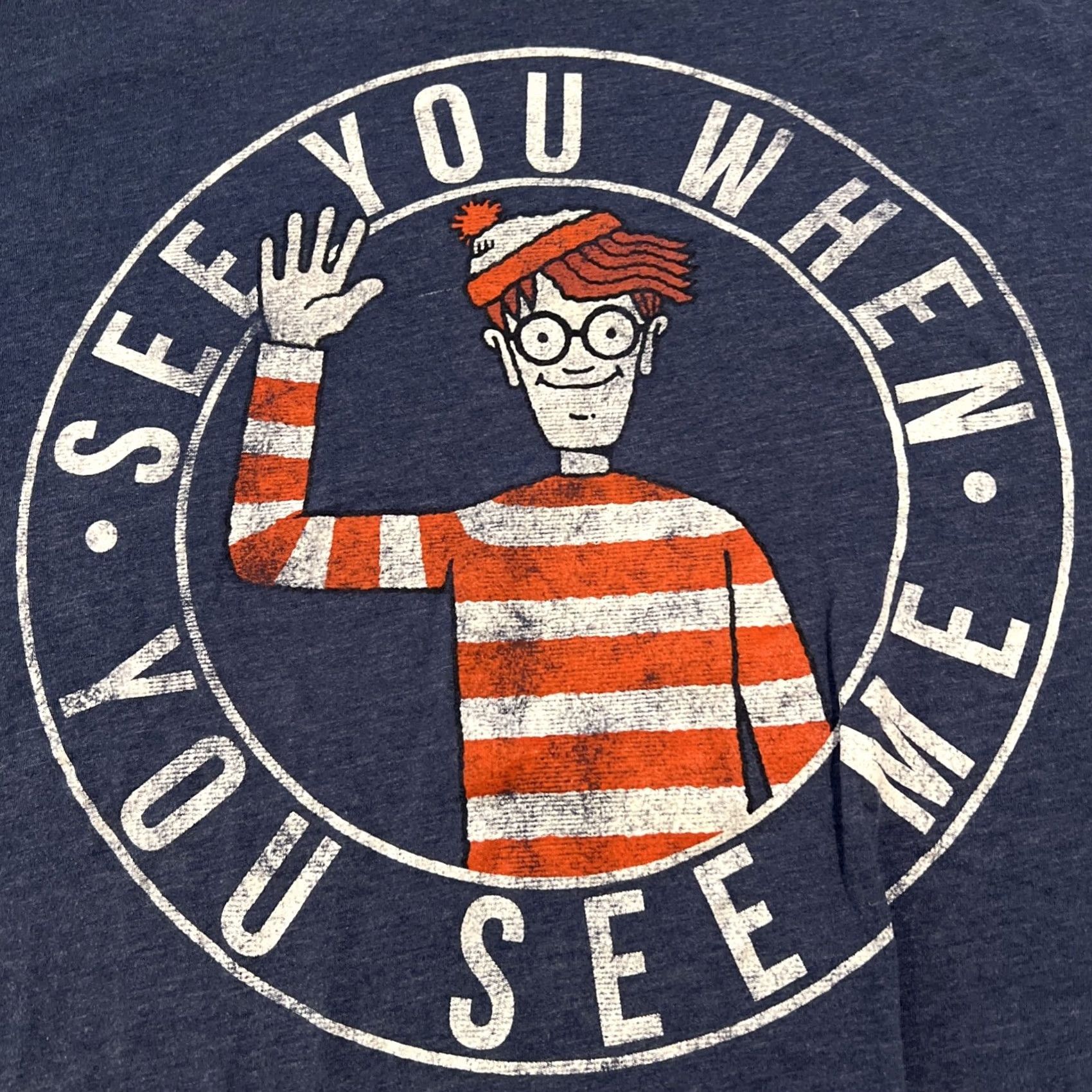 Aldo VINTAGE Where’s Waldo See You When You See Me Shirt 4XL Blue Waldo See You When You See Me Tee Shirt Mens Shirts Size US XXL / EU 58 / 5 - 2 Thumbnail