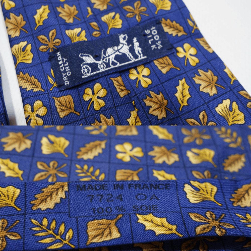 Hermes 90S Leaves Monogram Silk Tie Vintage Size ONE SIZE - 8 Thumbnail