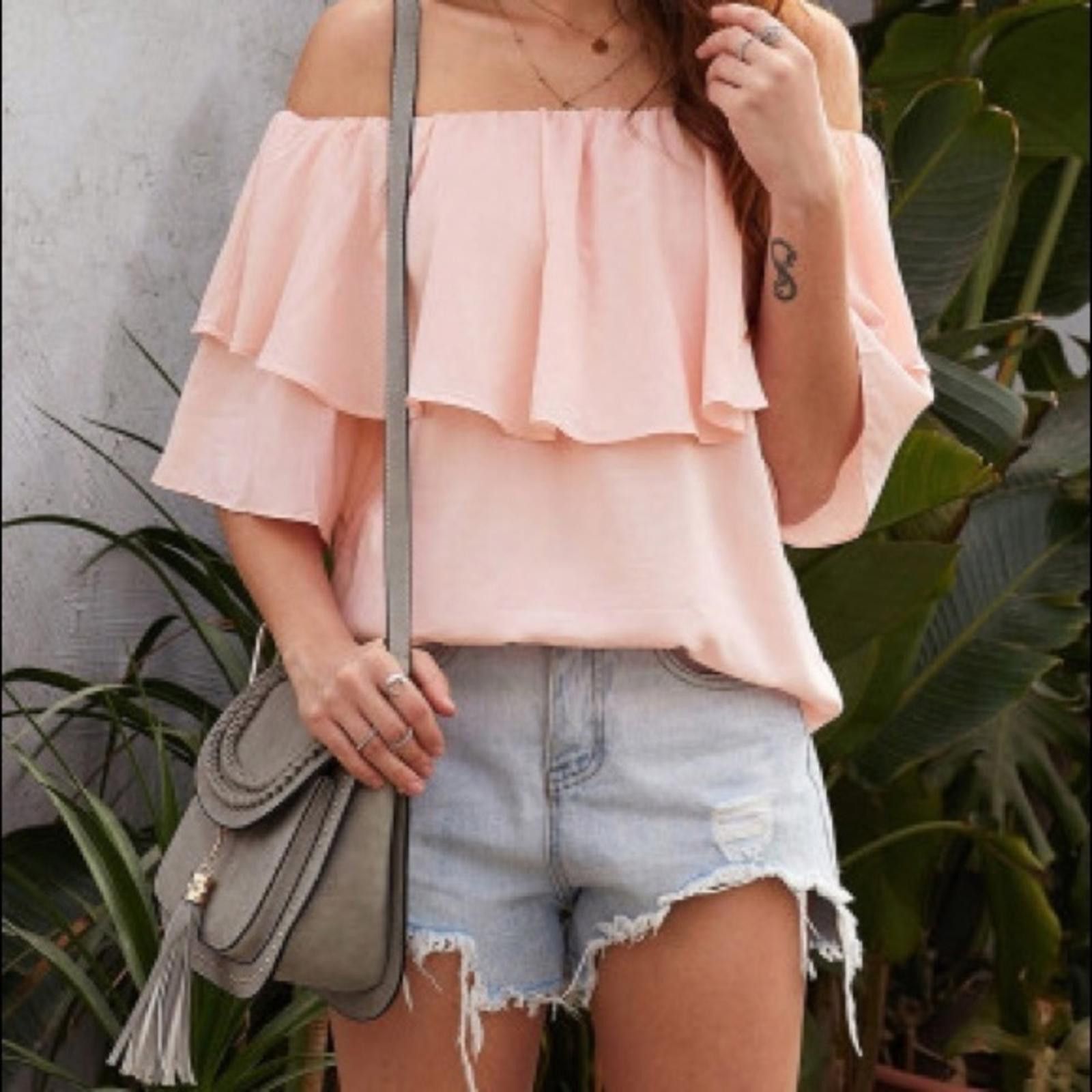 Designer Chiffon Top With Ruffle Sleeves NWT Size M / US 6-8 / IT 42-44 - 5 Thumbnail