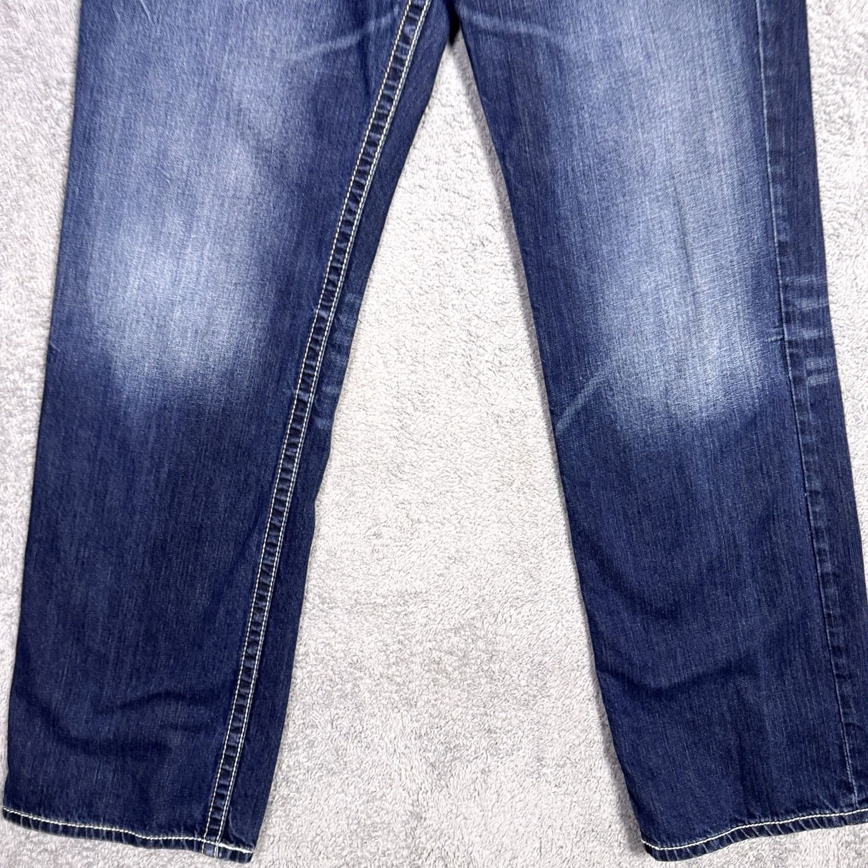 BKE BKE Seth Jeans Mens 32L Denim Bootcut 100% Cotton Blue Regular 5-Pocket Whisker Embroidered Logo Vintage No Size US 32 / EU 48 - 2 Thumbnail