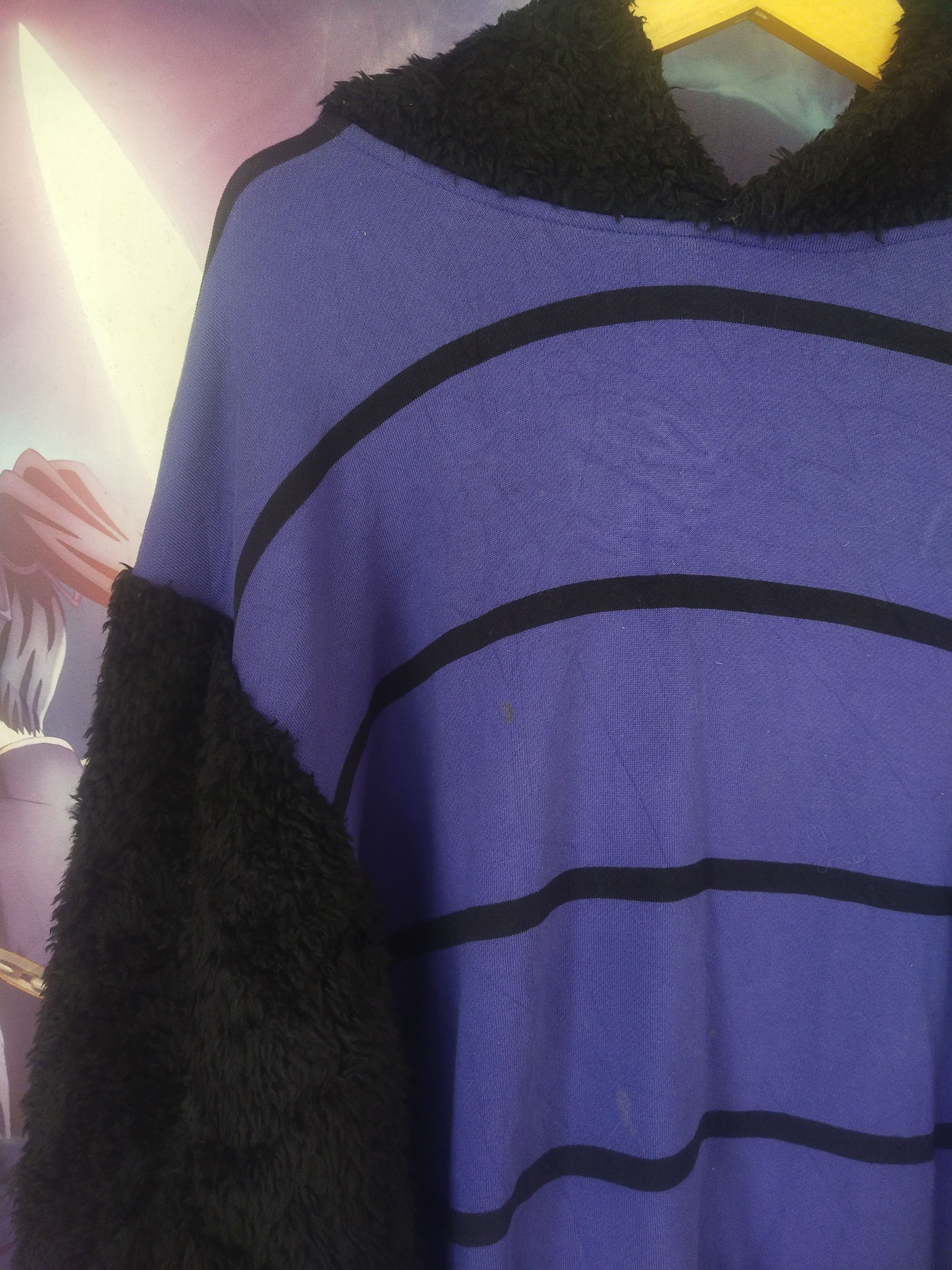 SHAREEF 2000s Shareef Japan Purple Striped Fleece Oversized Hoodie Size US L / EU 52-54 / 3 - 2 Thumbnail