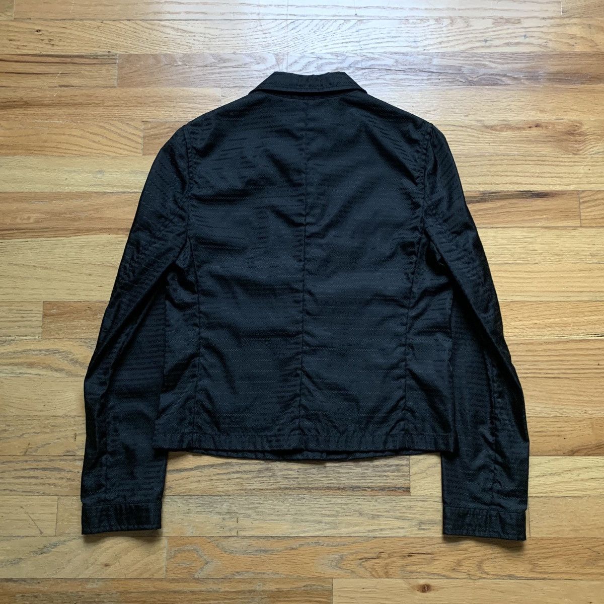 image of Prada 1990S Lining Monogram Print Nylon Jacket in Black, Women's (Size Medium)