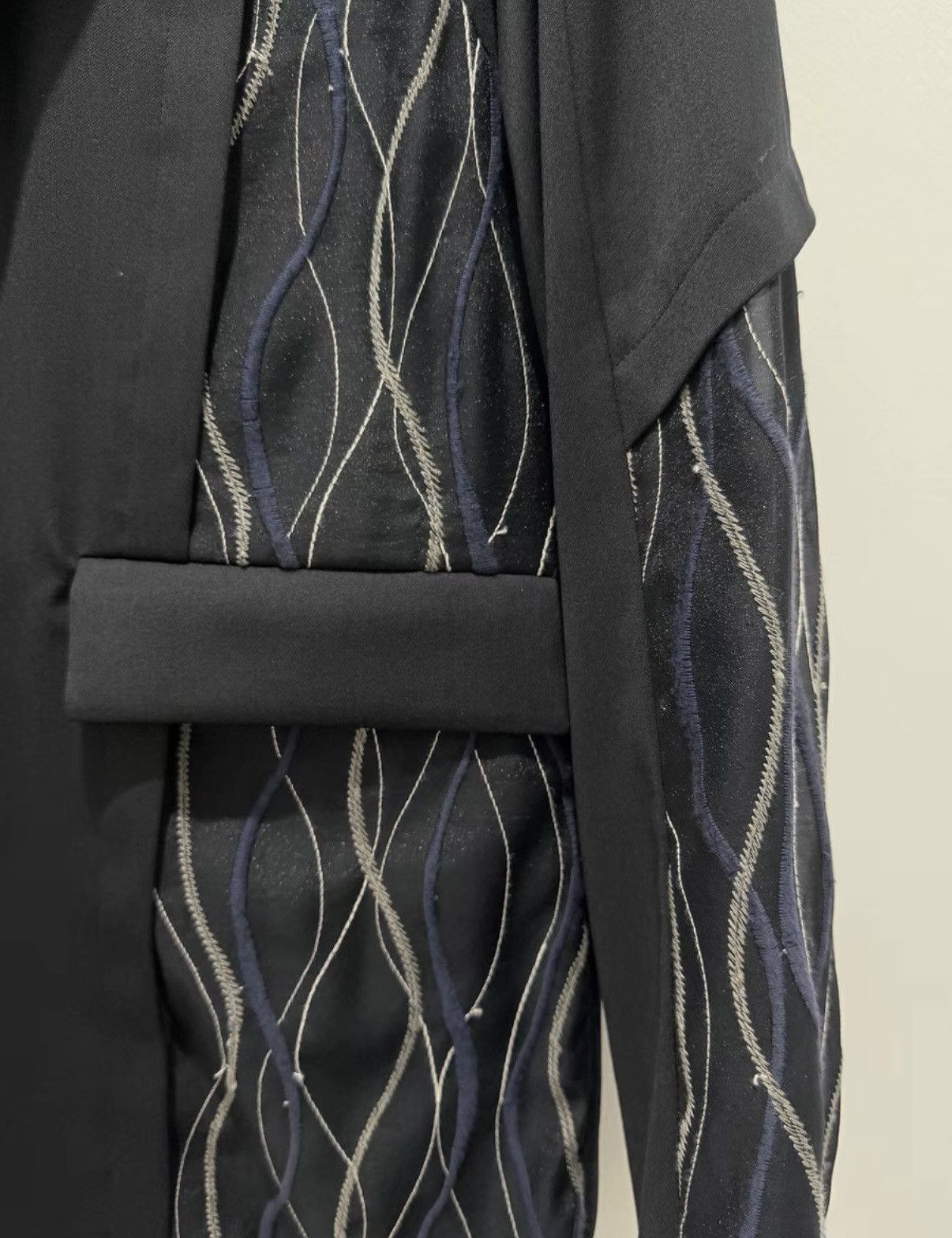 Japanese Brand 【UNITED TOKYO】Japanese-Made Black Patchwork Blazer Size 46L - 3 Thumbnail