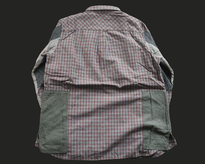 undercover Plaid Stripe Patchwork Shirt 2502-Nextarrow