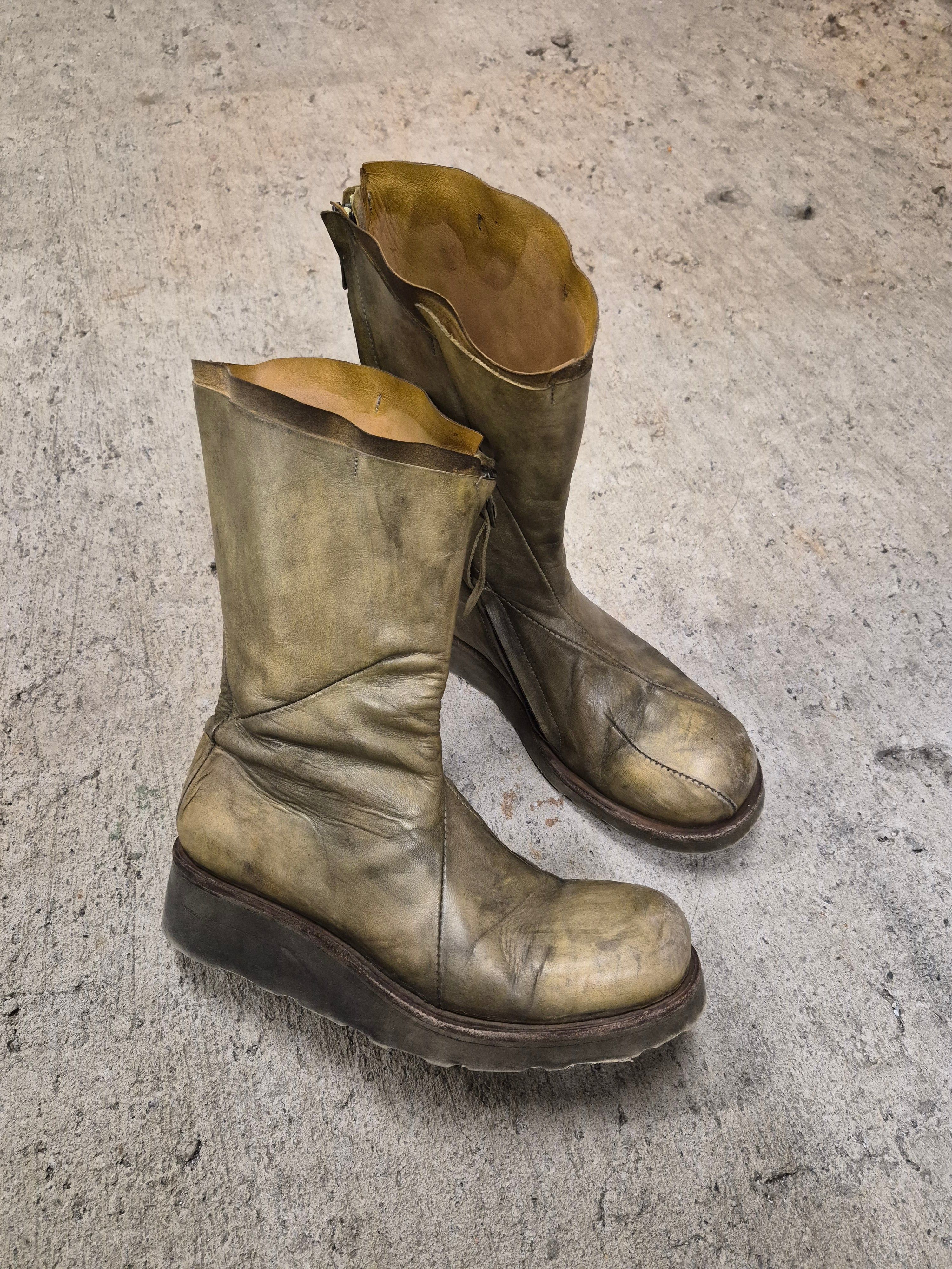 Leon Emanuel Blanck LEB Dyed Distortion Horse Leather Wedge Boot Size US 10.5 / EU 43-44 - 2 Thumbnail