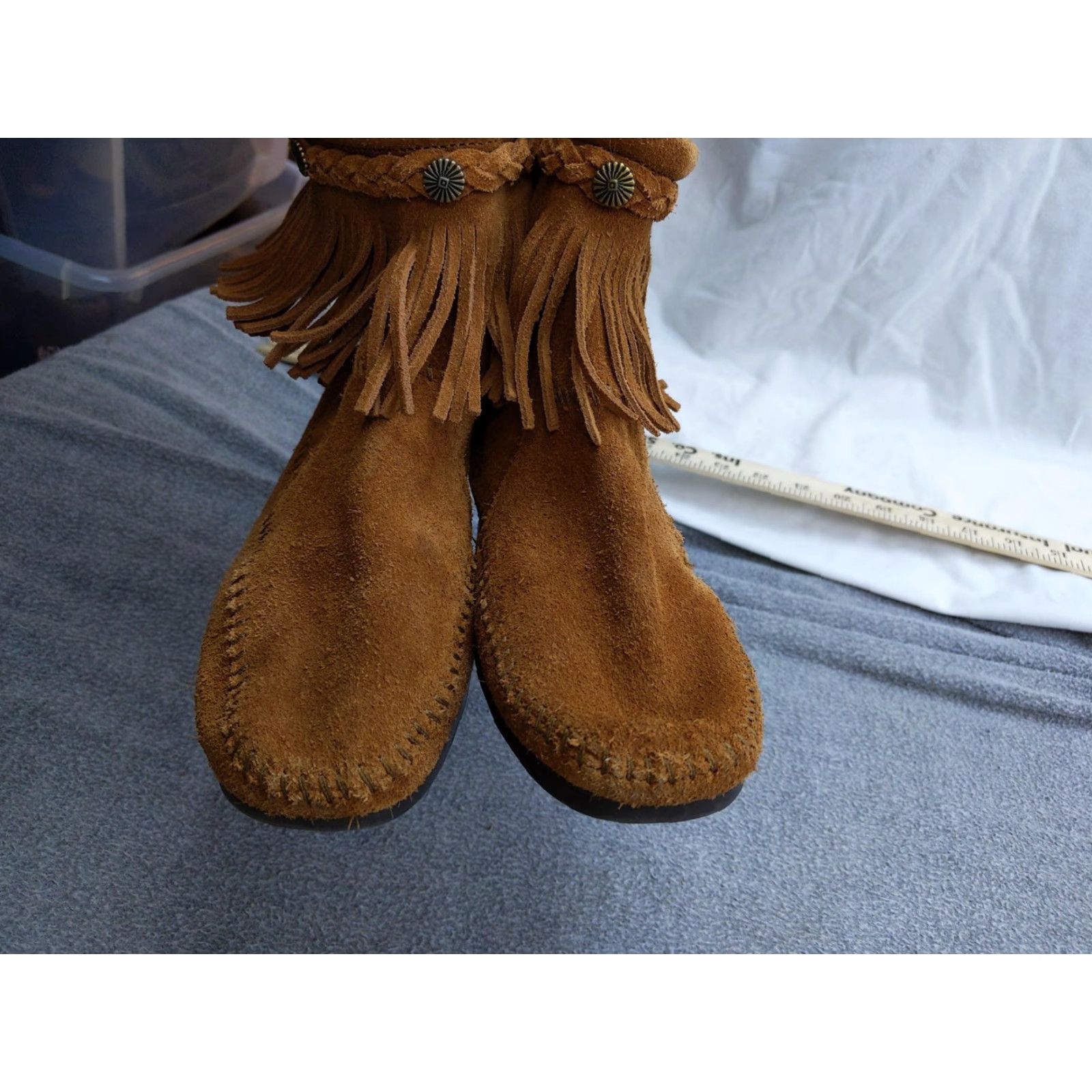 Minnetonka Minnetonka Womens Boots 7.5 Brown Suede Fringe Ankle Zip Booties 292 Size US 8 / IT 38 - 7 Thumbnail