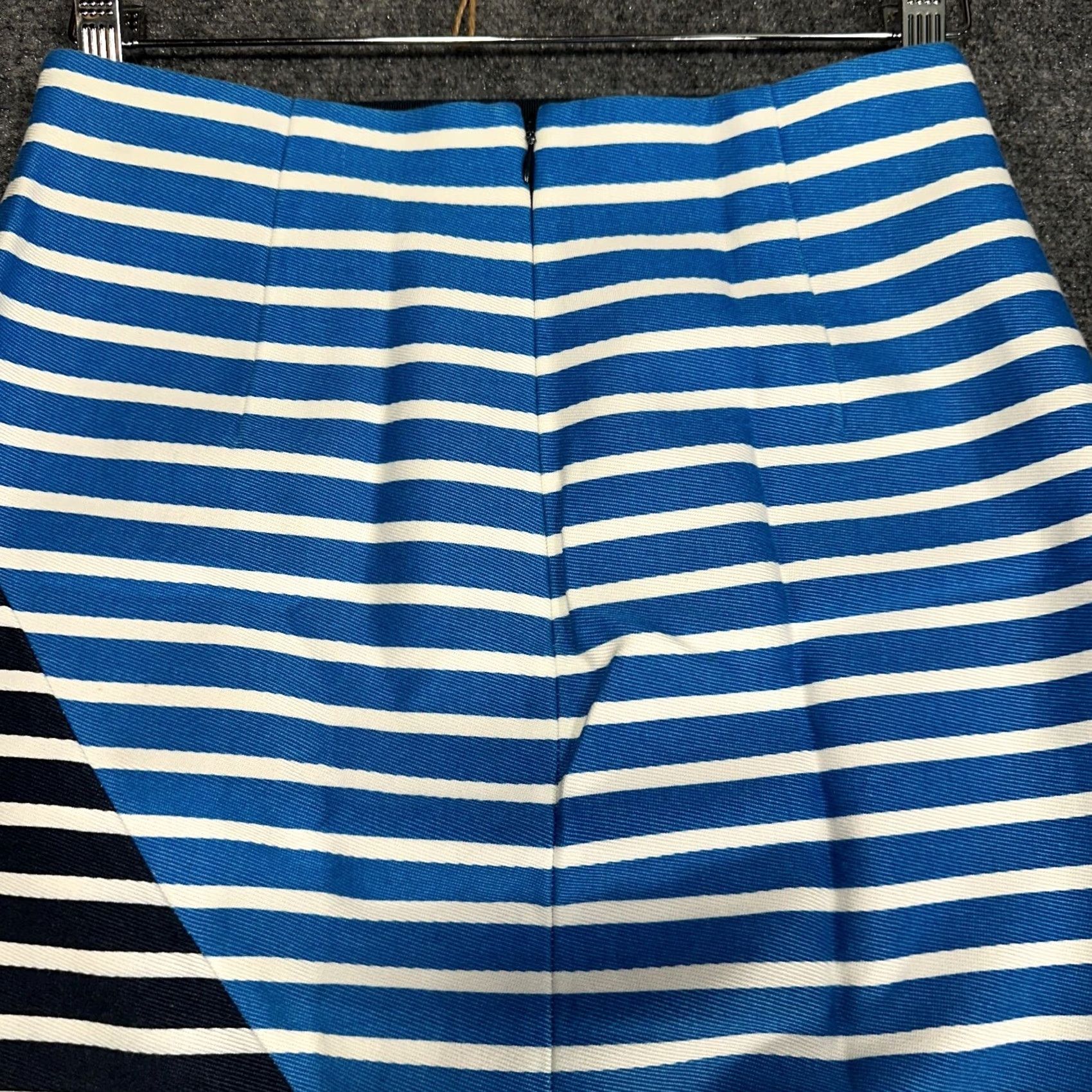 J.Crew J.CREW Skirt Womens 2 Colorblock Striped Pencil Blue White Cotton Lined Back Zip Midi Skirt Womens XS-Plus? Size 26" / US 2 / IT 38 - 6 Thumbnail