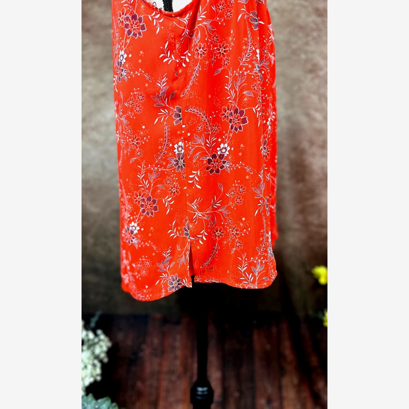 Other Danielle Rainn Pleated Collar Floral Blouse Red/Orange M Size M / US 6-8 / IT 42-44 - 6 Thumbnail