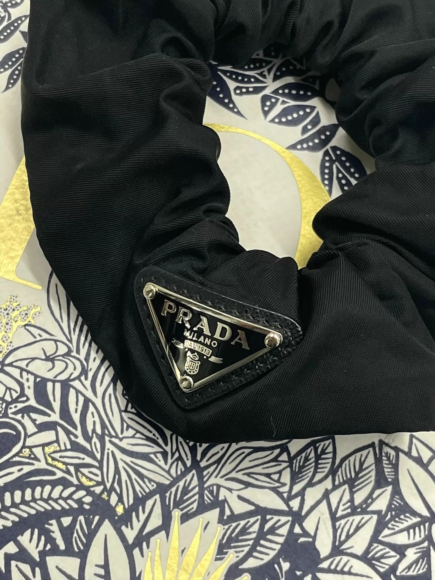 Prada Prada Black Triangle Logo Hair Tie New Size ONE SIZE - 2 Thumbnail