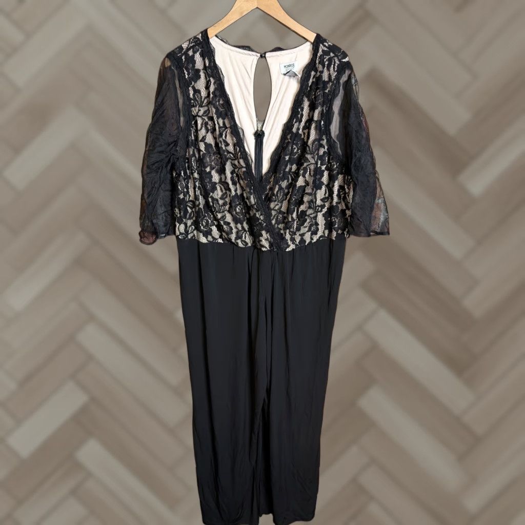 Vintage Monroe and Main Womens Plus 24W Jumpsuit Black Size 42" / US 20 - 1 Thumbnail