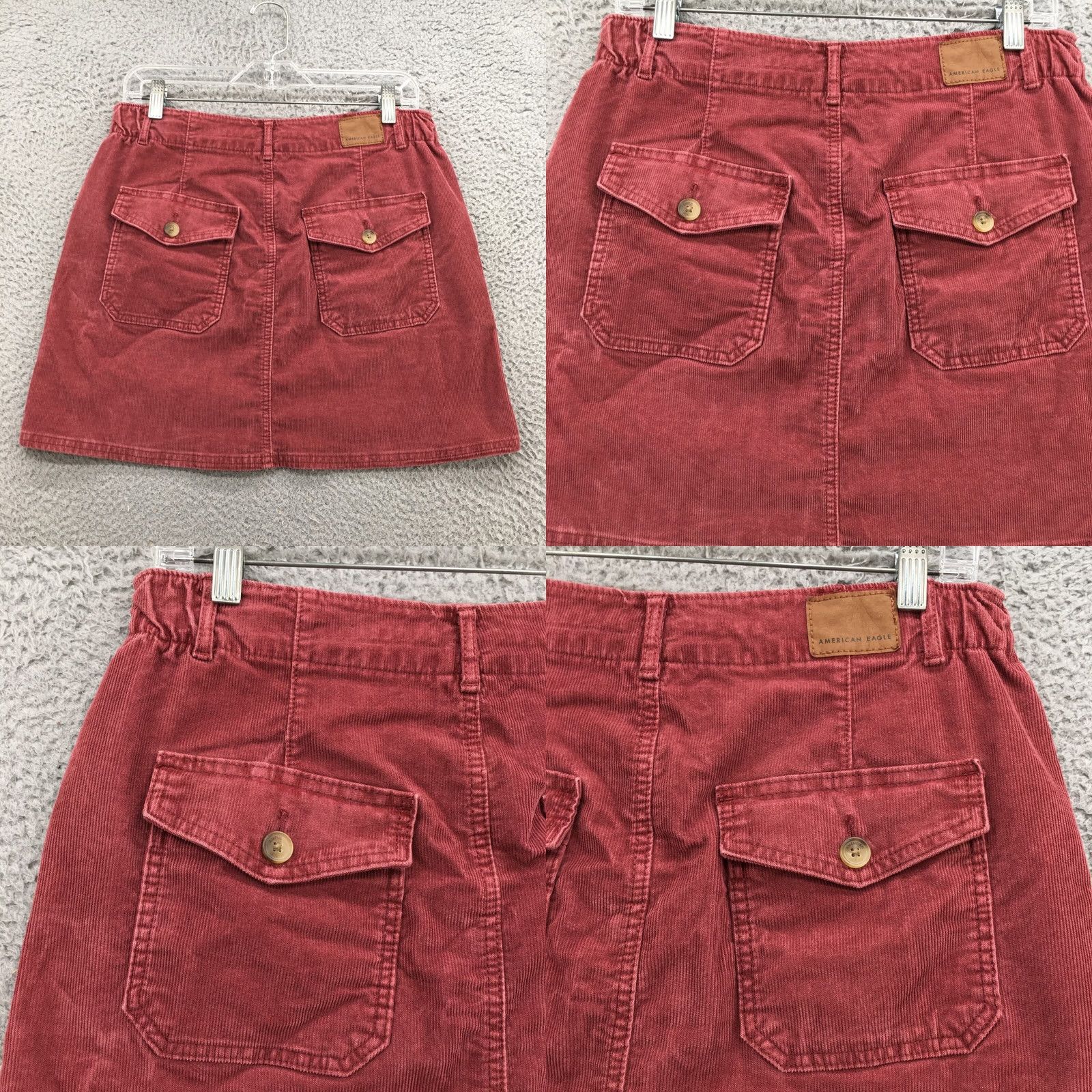 American Eagle Outfitters American Eagle Outfitters Skirt Womens 8R A-Line Corduroy Burgundy Zip Fly Short Moisture? Size 30" / US 8 / IT 44 - 9 Thumbnail
