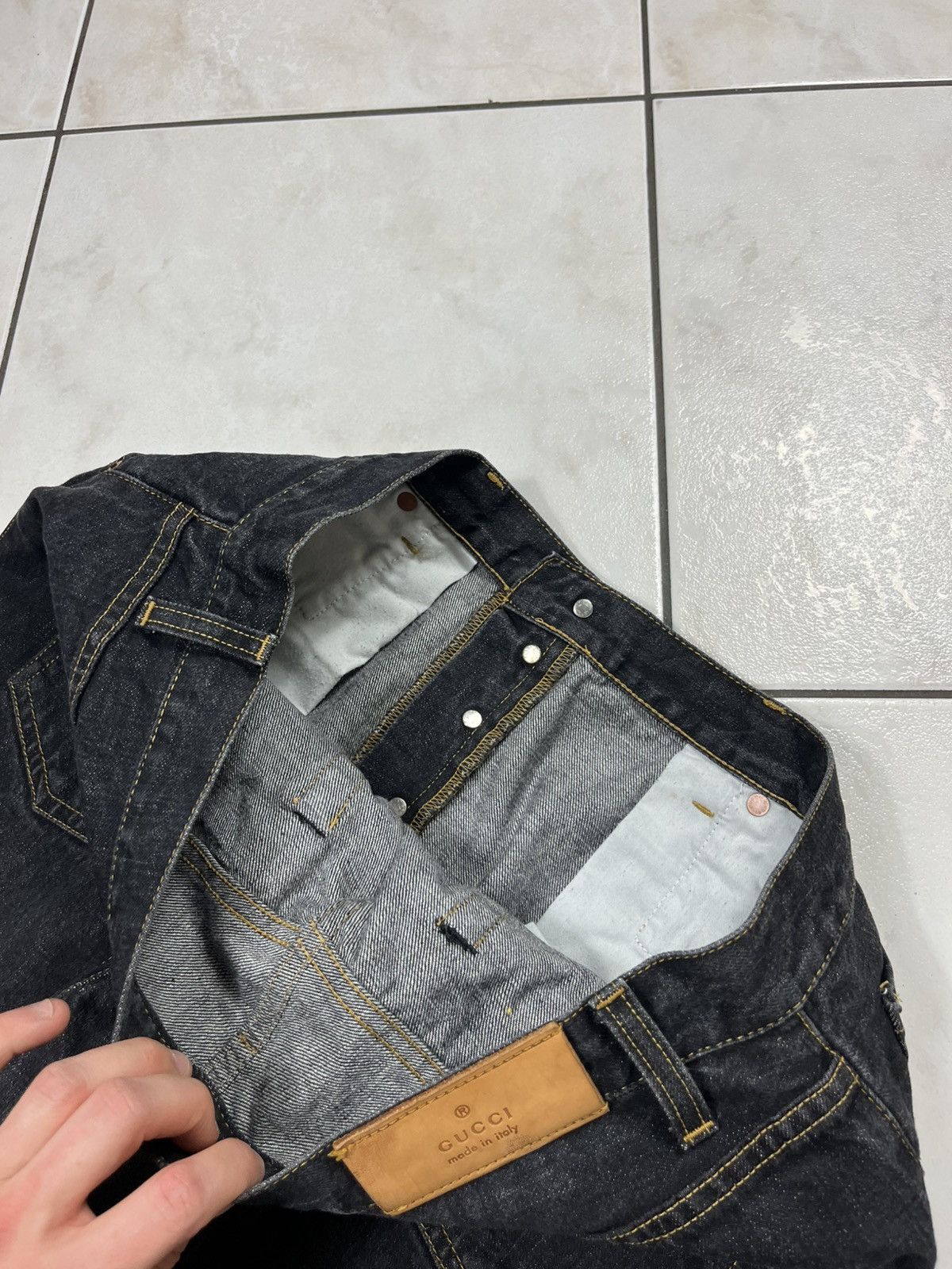 Gucci × Vintage Vintage Gucci regular dark goth raw denim jeans Size US 36 / EU 52 - 21 Thumbnail