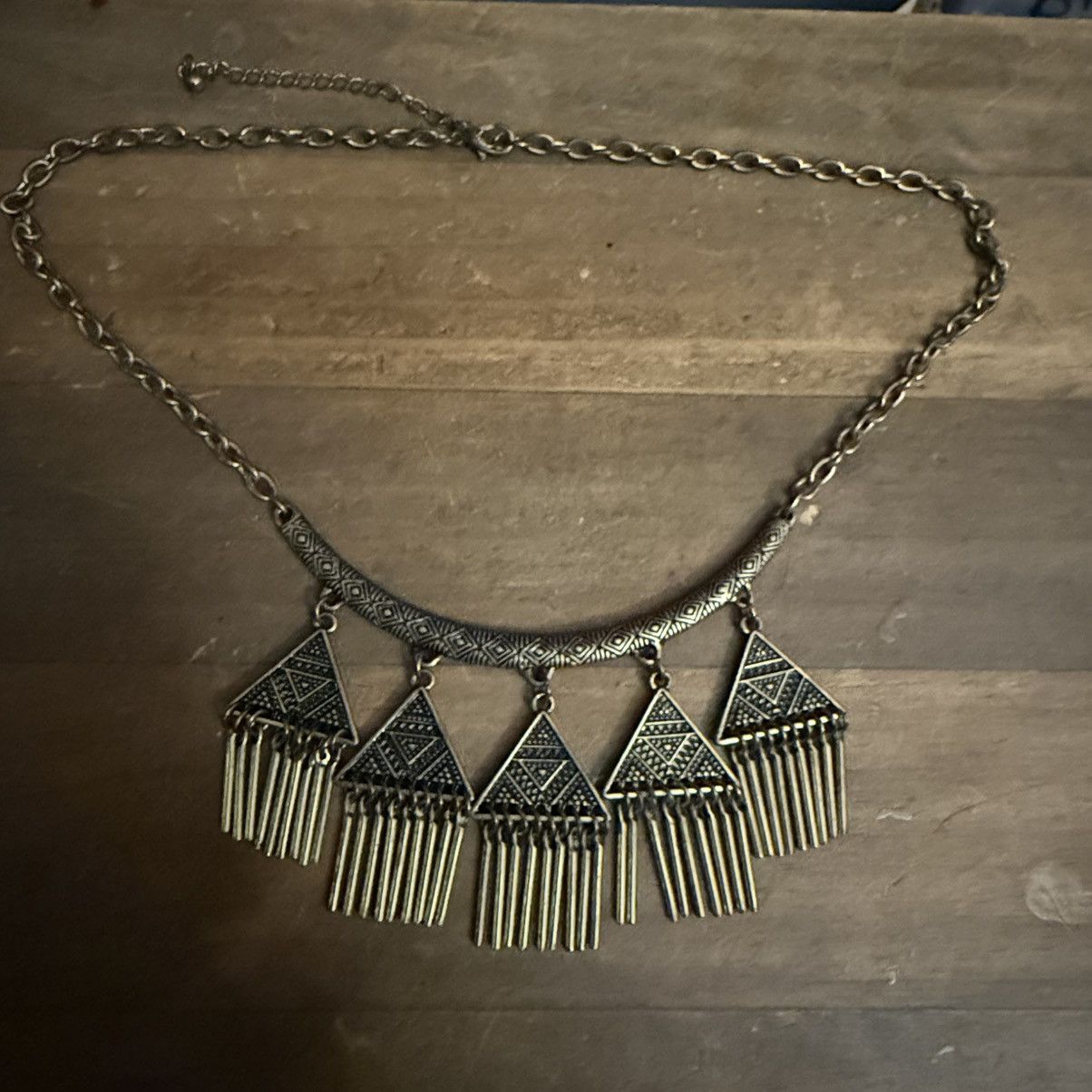 Other Bronze tone geometric fringe statement necklace Size ONE SIZE - 4 Thumbnail