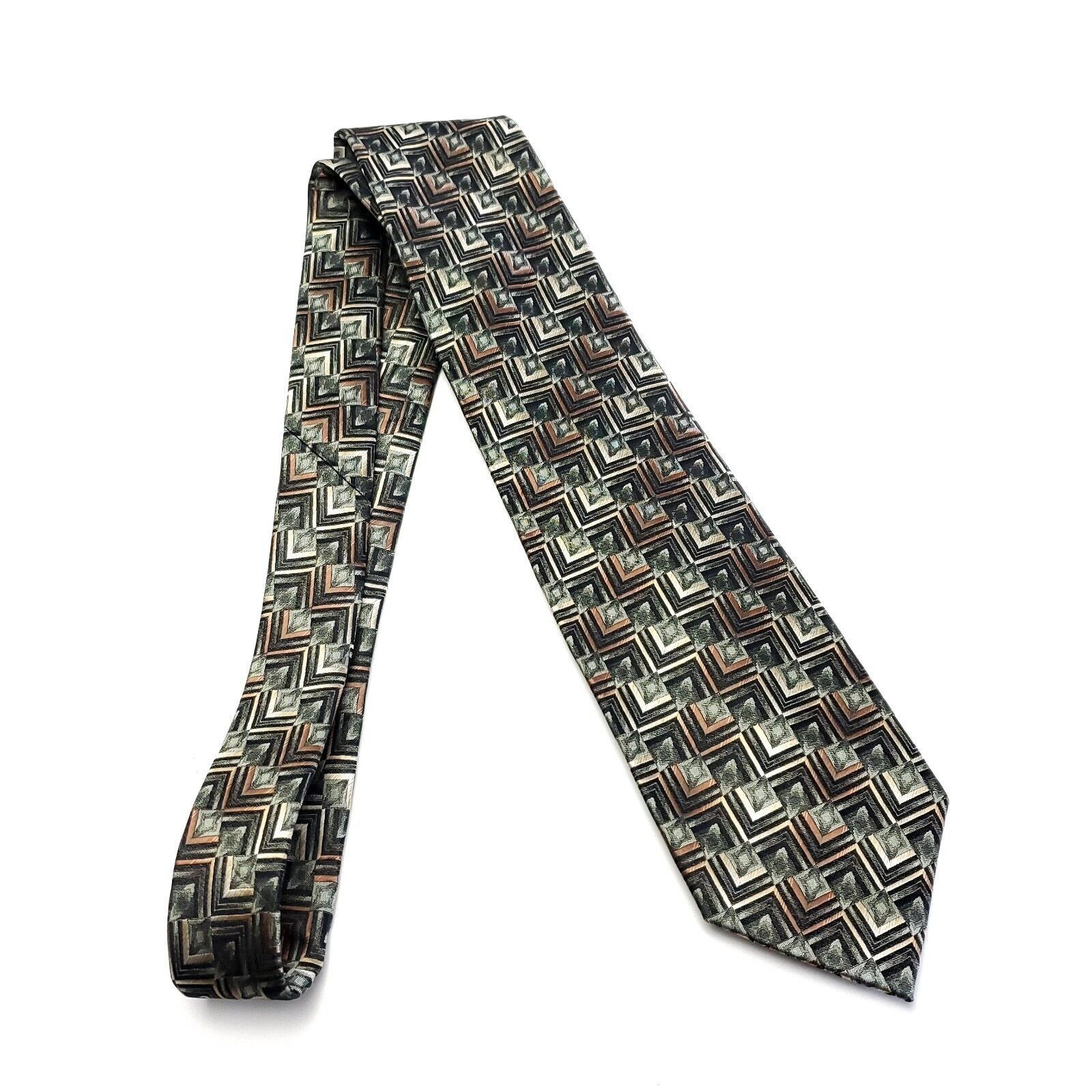 Van Heusen Van Heusen Woven Green Abstract Silk Tie Size ONE SIZE - 7 Thumbnail