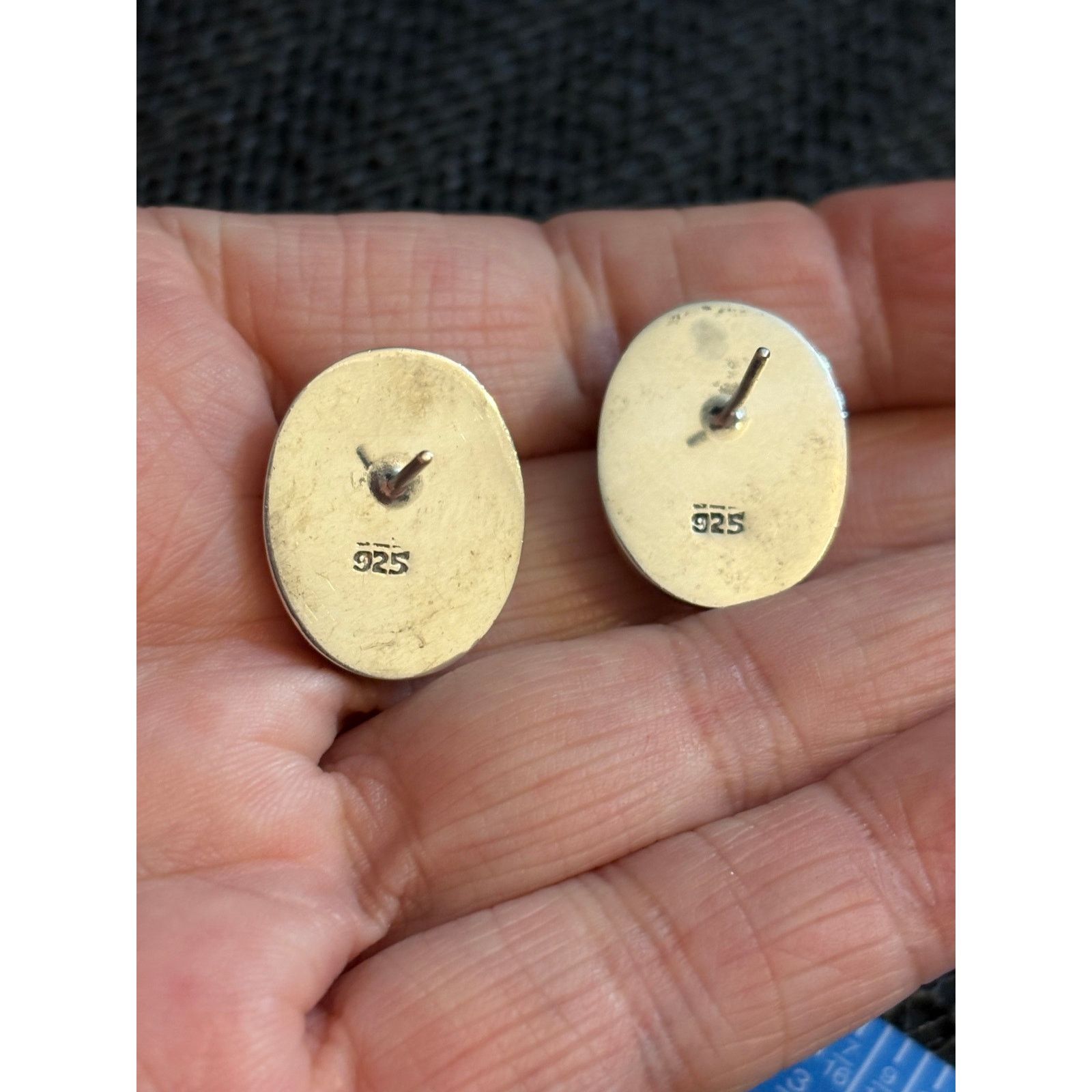 Other Vintage Genuine Amber Sterling Silver Stud Earrings 0.75" Size ONE SIZE - 5 Thumbnail