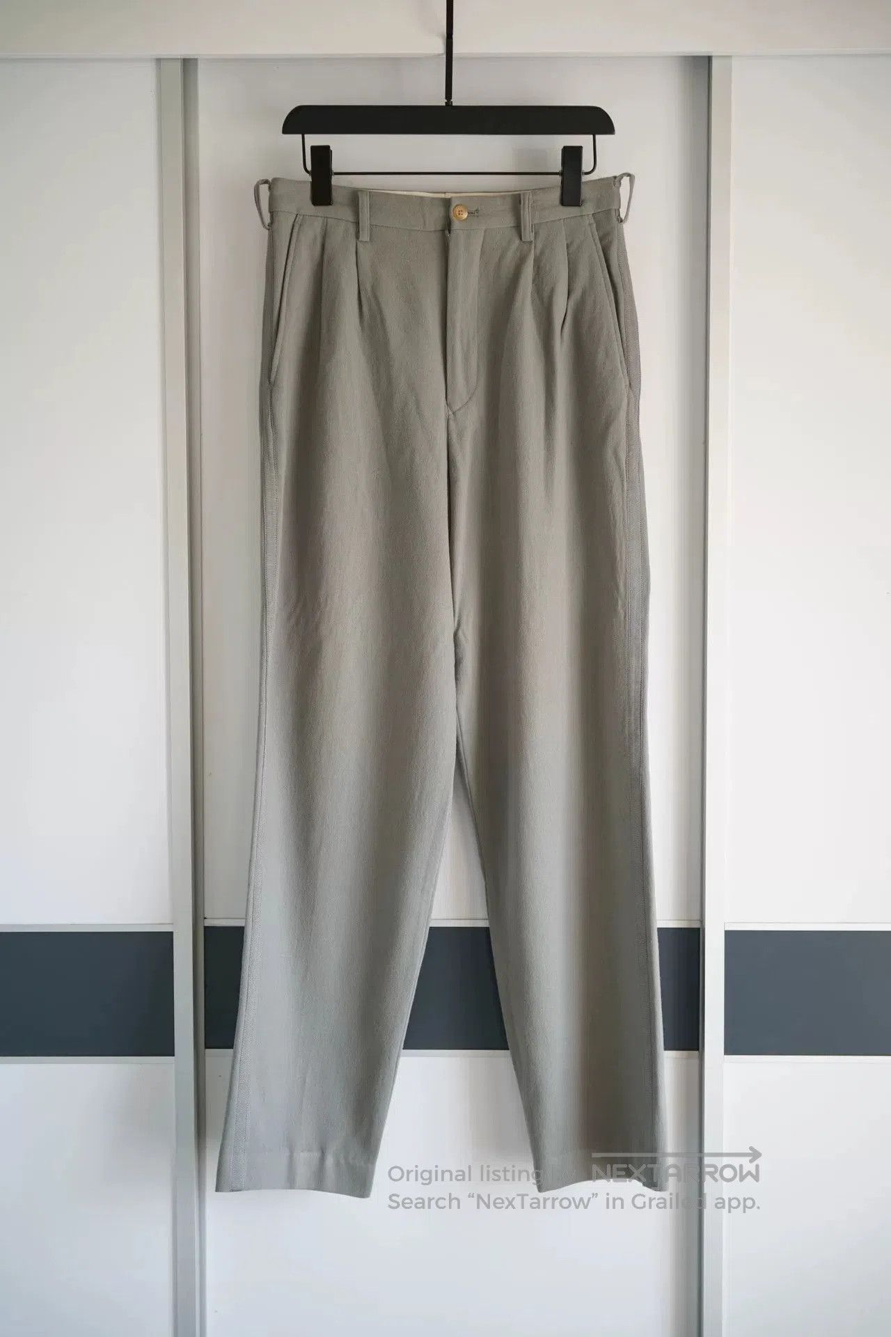Yohji Yamamoto Yohji Yamamoto Gray Side Stripe Wool Pants. Size US 37 - 1 Thumbnail