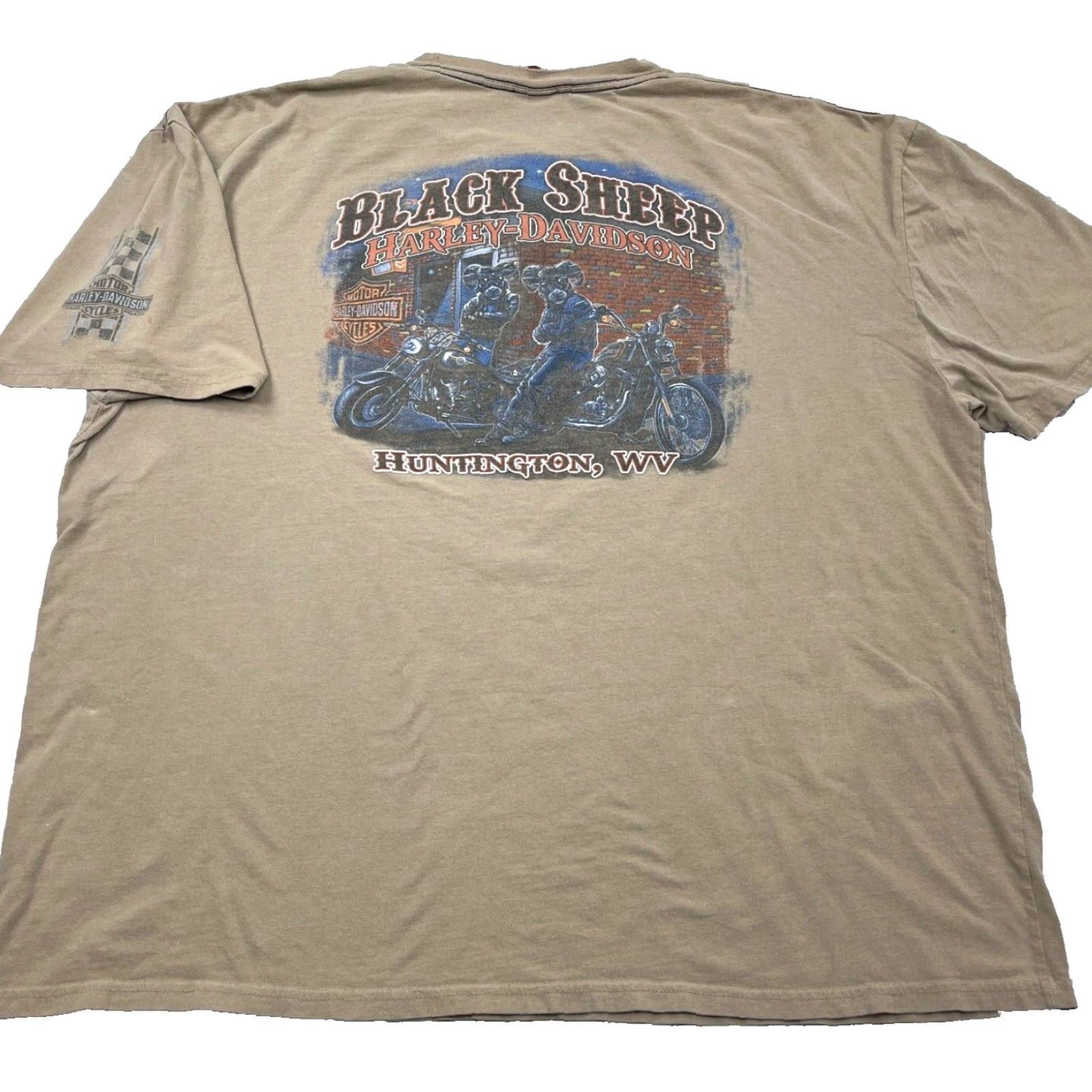 Harley Davidson Harley-Davidson Shirt Men 3XL Brown T Tee Black Sheep Racing Retro Biker Logo Graphic Print Casual Short Sleeve T-Shirt Mens Size US XXL / EU 58 / 5 - 2 Thumbnail