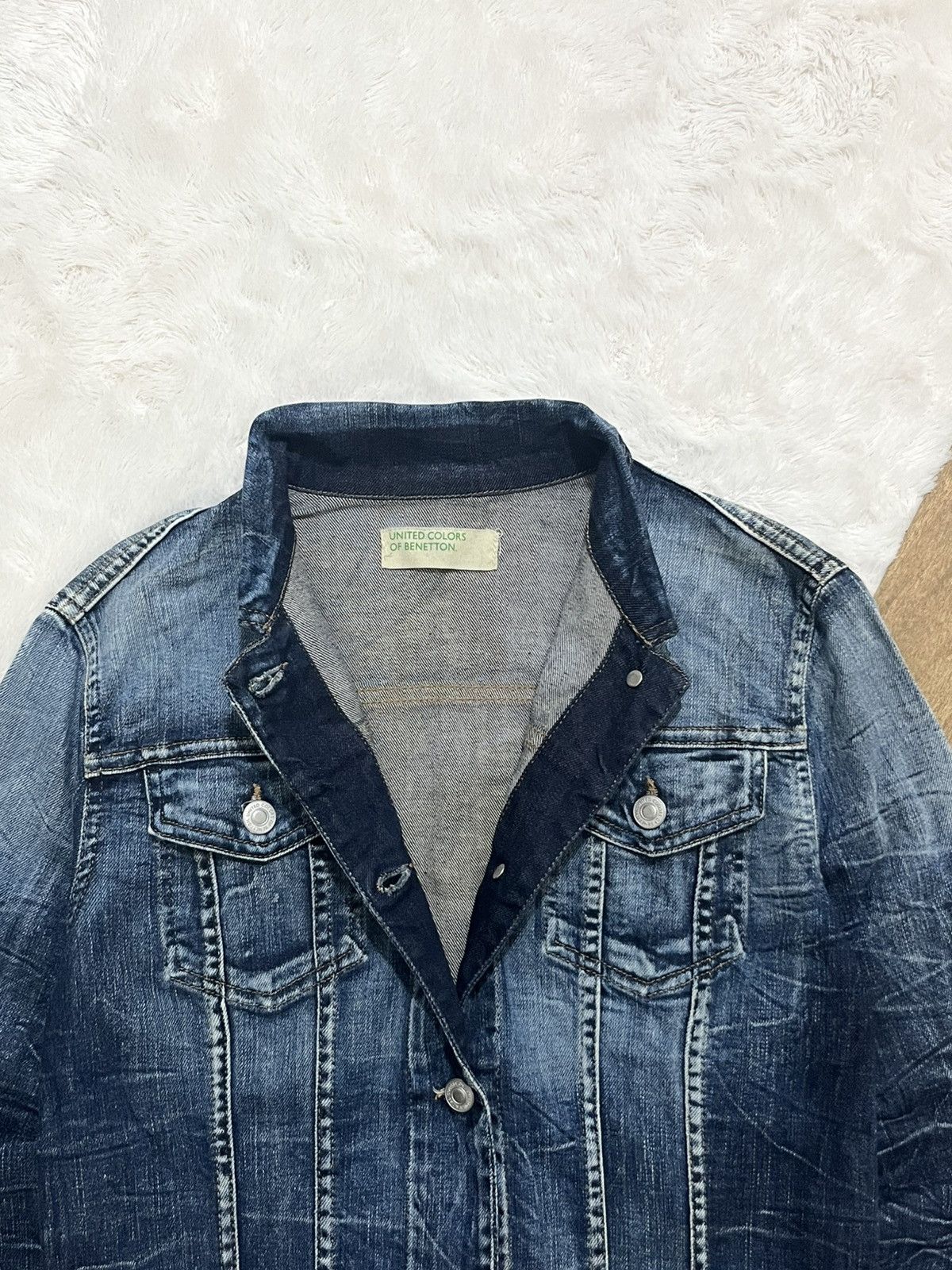 Other Benetton Denim Jacket Vintage Wash Made in Italy Size XS / US 0-2 / IT 36-38 - 4 Thumbnail