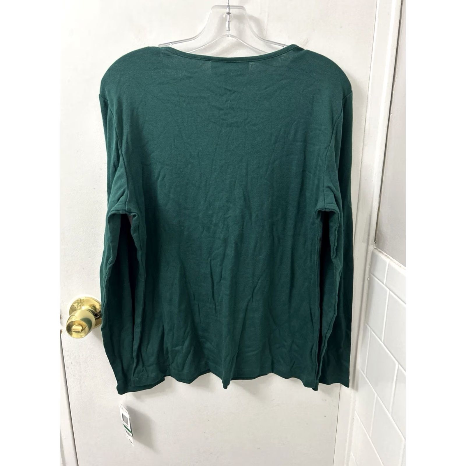 Vintage Karen Scott Womens L Green Christmas Tree Rhinestone Long Sleeve Shirt NWT Size L / US 10 / IT 46 - 6 Thumbnail