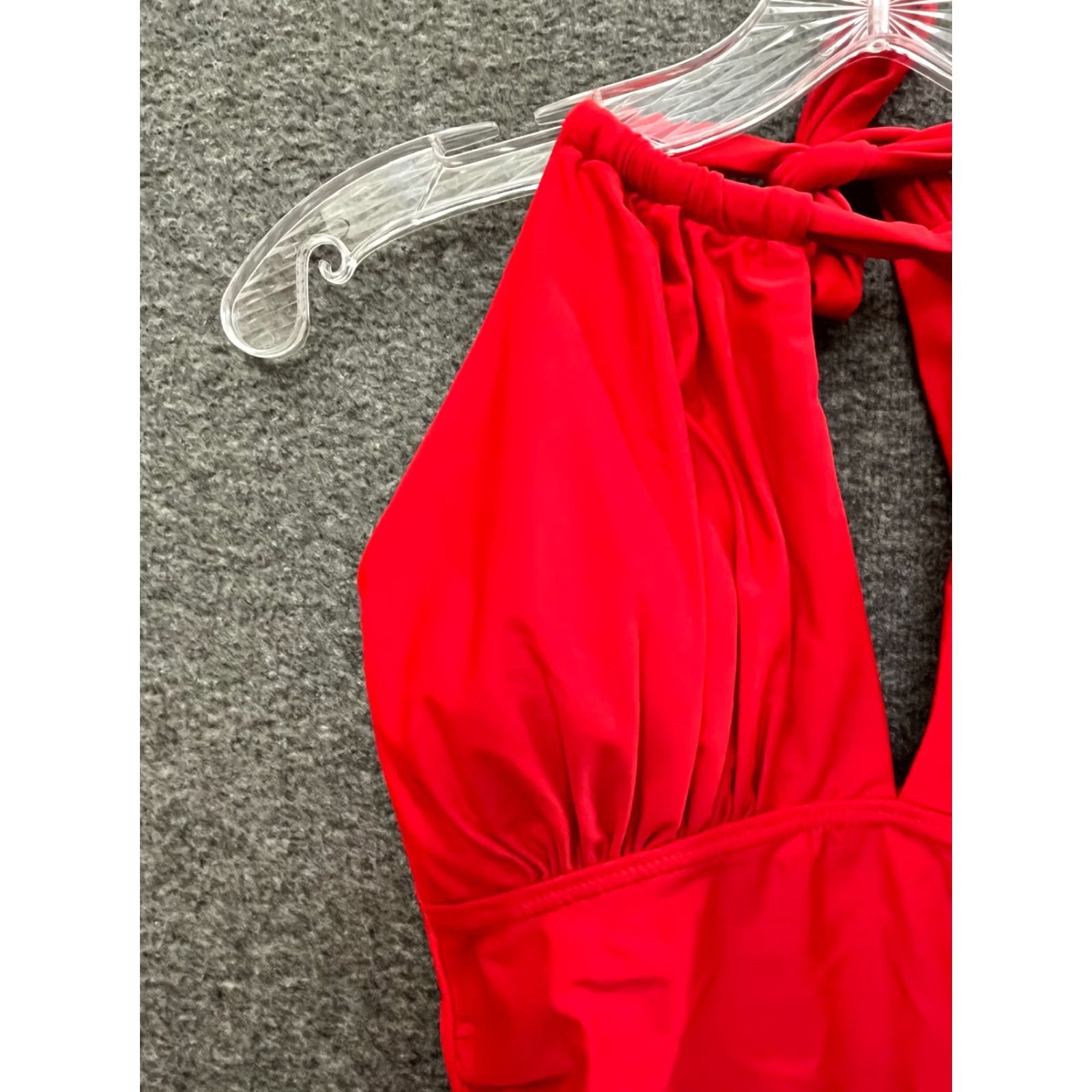 Vintage Red Halter Neck Women's Ruching One Piece Swimsuit Size S Size ONE SIZE - 7 Thumbnail