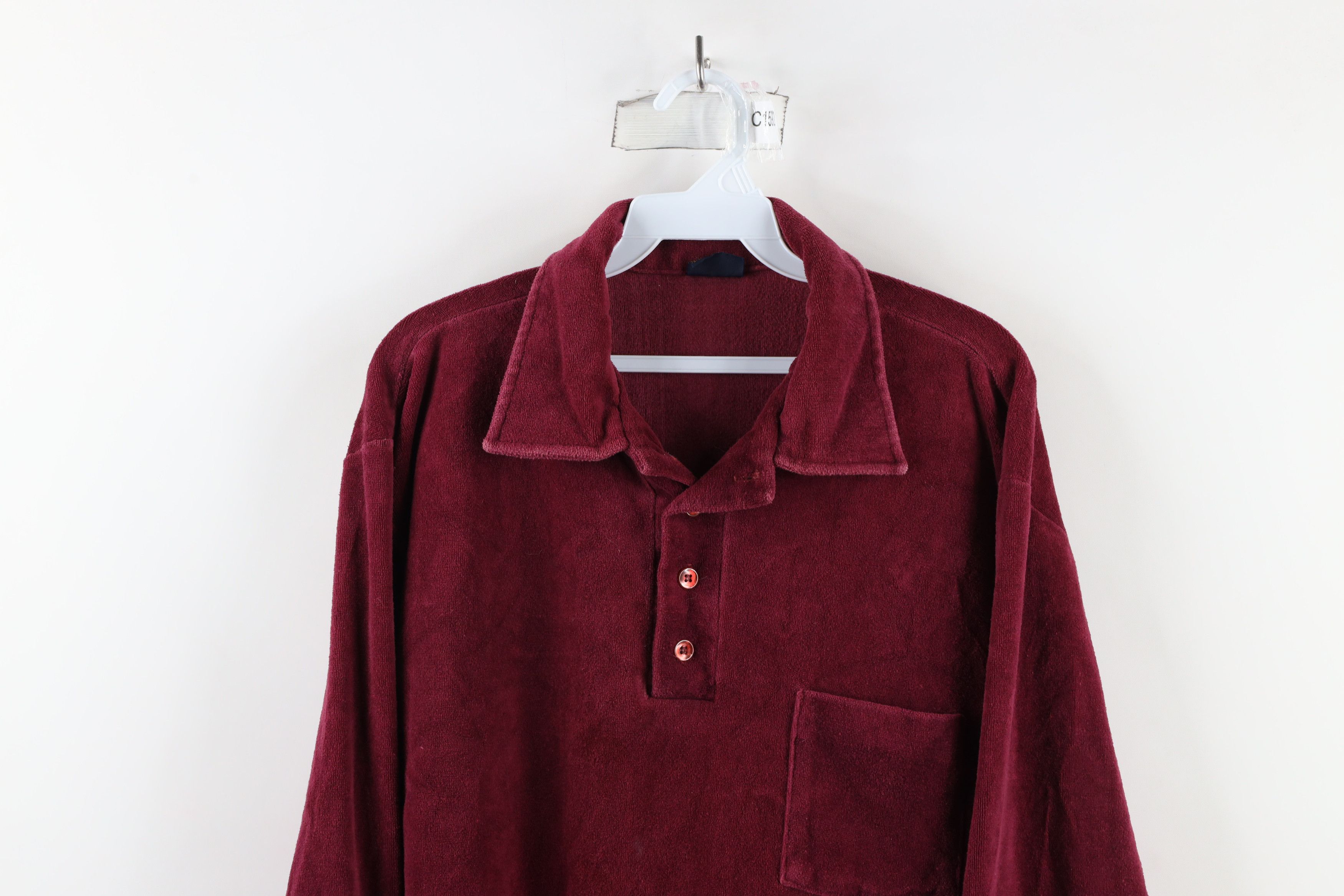 Vintage Vintage 70s Streetwear Collared Long Sleeve Polo Red USA Size US XL / EU 56 / 4 - 2 Thumbnail