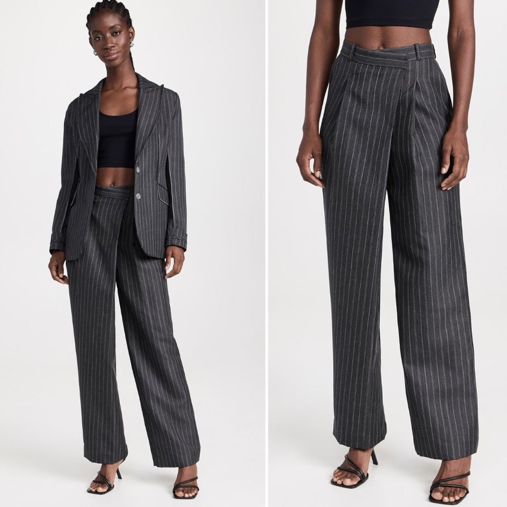 Jonathan Simkhai NEW SIMKHAI Trouser Pants Overlap Pinstripe Pants Gray Size Size 30" / US 8 / IT 44 - 7 Thumbnail