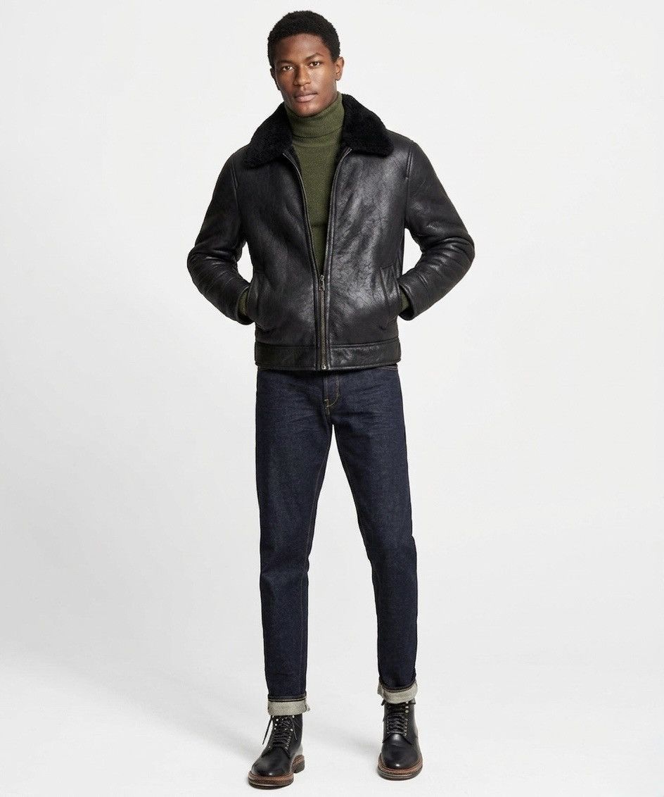Todd Snyder Italian Shearling Leather Aviator Bomber Jacket Large Size US L / EU 52-54 / 3 - 11 Thumbnail