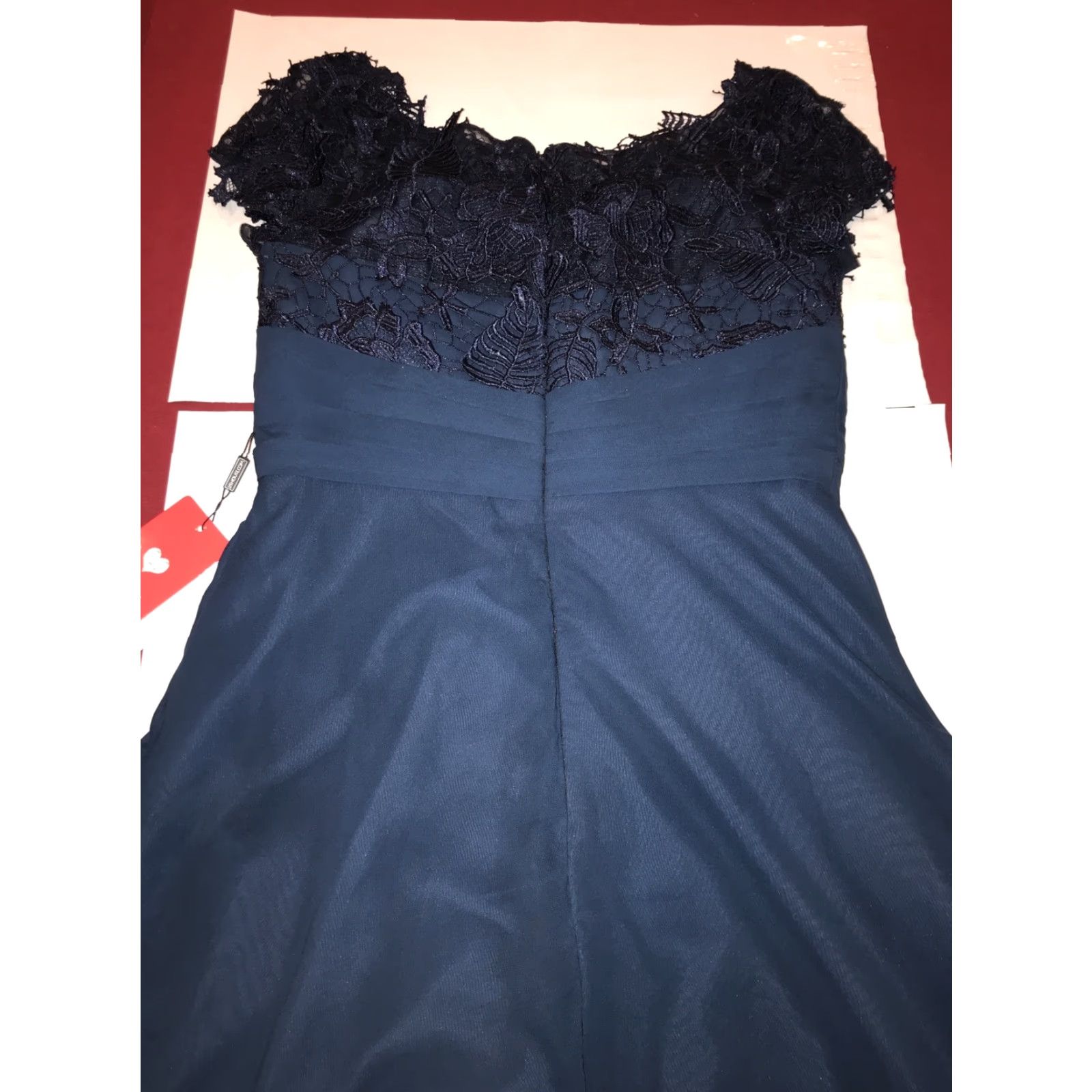 Vintage JJs House Navy Blue Long Draped Maxi Dress Lace Top Short Sleeves NEW SIZE 12 Formal Size XL / US 12-14 / IT 48-50 - 7 Thumbnail