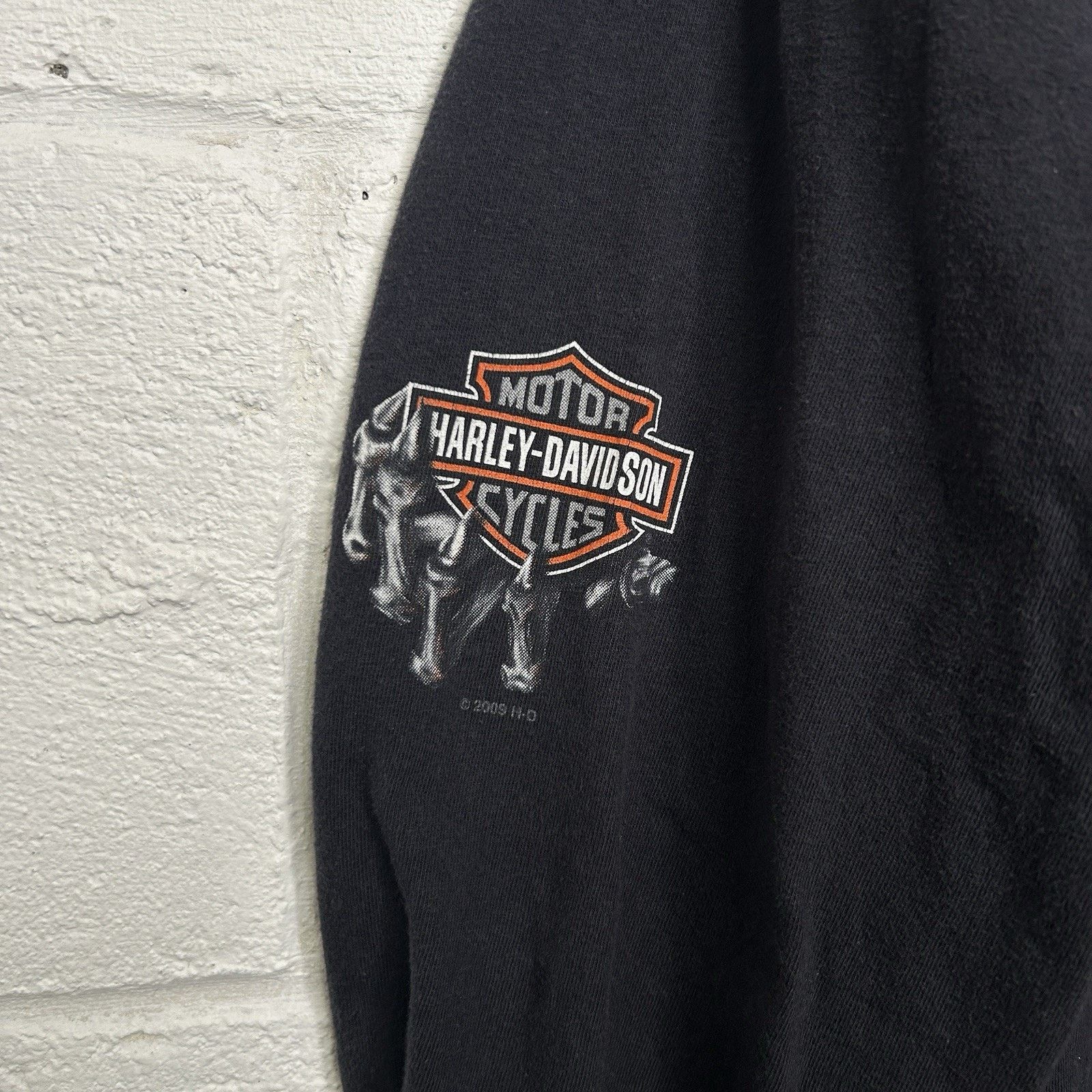 Harley Davidson Y2K Harley Davidson Black Fire Skeleton Flames Long-Sleeve Size US L / EU 52-54 / 3 - 4 Thumbnail