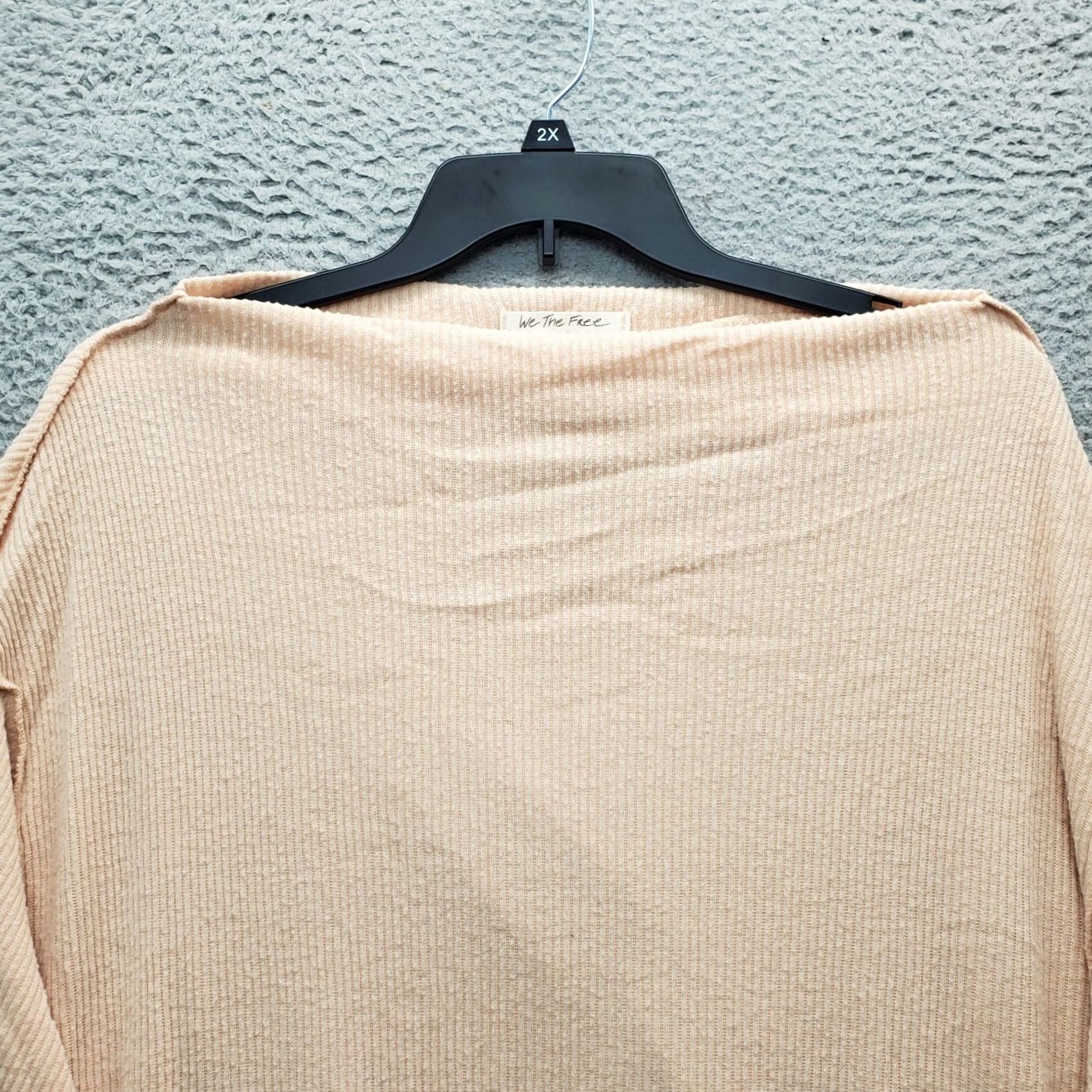 Vintage We The Free Sweatshirt Womens S Tan Ribbed Cuff & Hem Boat Neck Pullover Men’s? Size S / US 4 / IT 40 - 3 Thumbnail