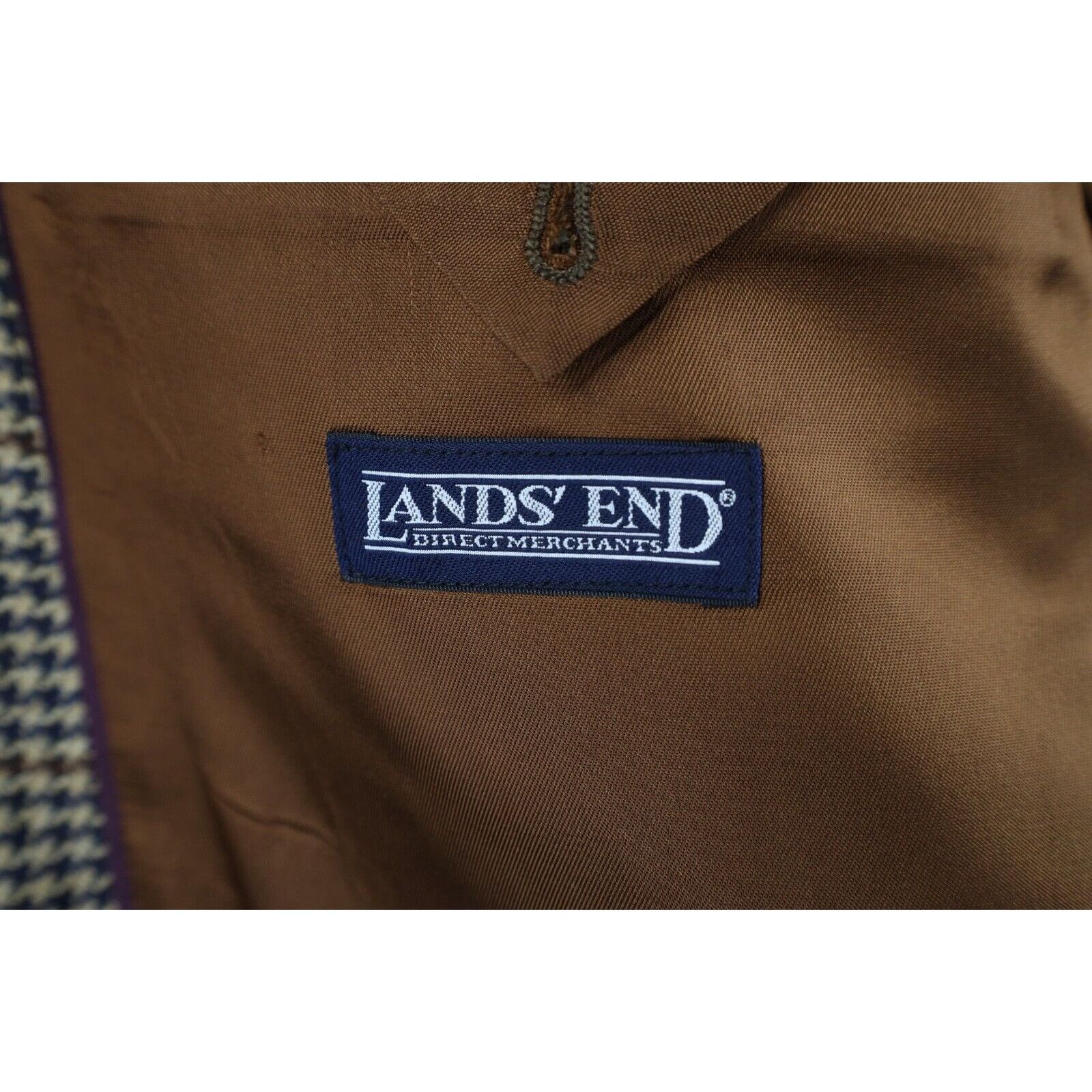 Lands' End × Vintage Vintage 90s Lands End Lambswool Houndstooth Suit Coat Size 44R - 9 Thumbnail