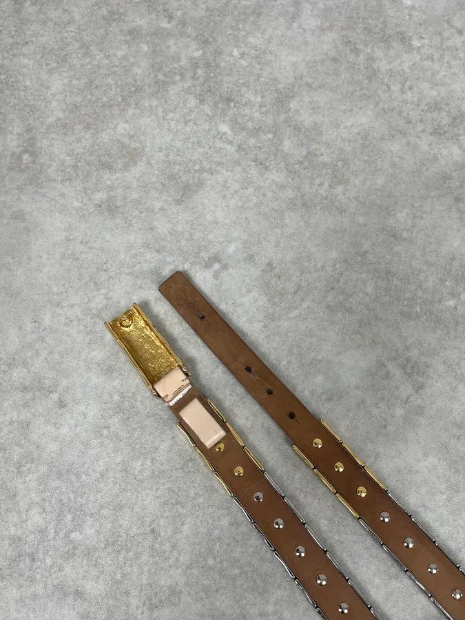 Roberto Cavalli 2000s Roberto Cavalli Golden & Silver Crocodile Skin Effect Leather Belt Size ONE SIZE - 5 Thumbnail
