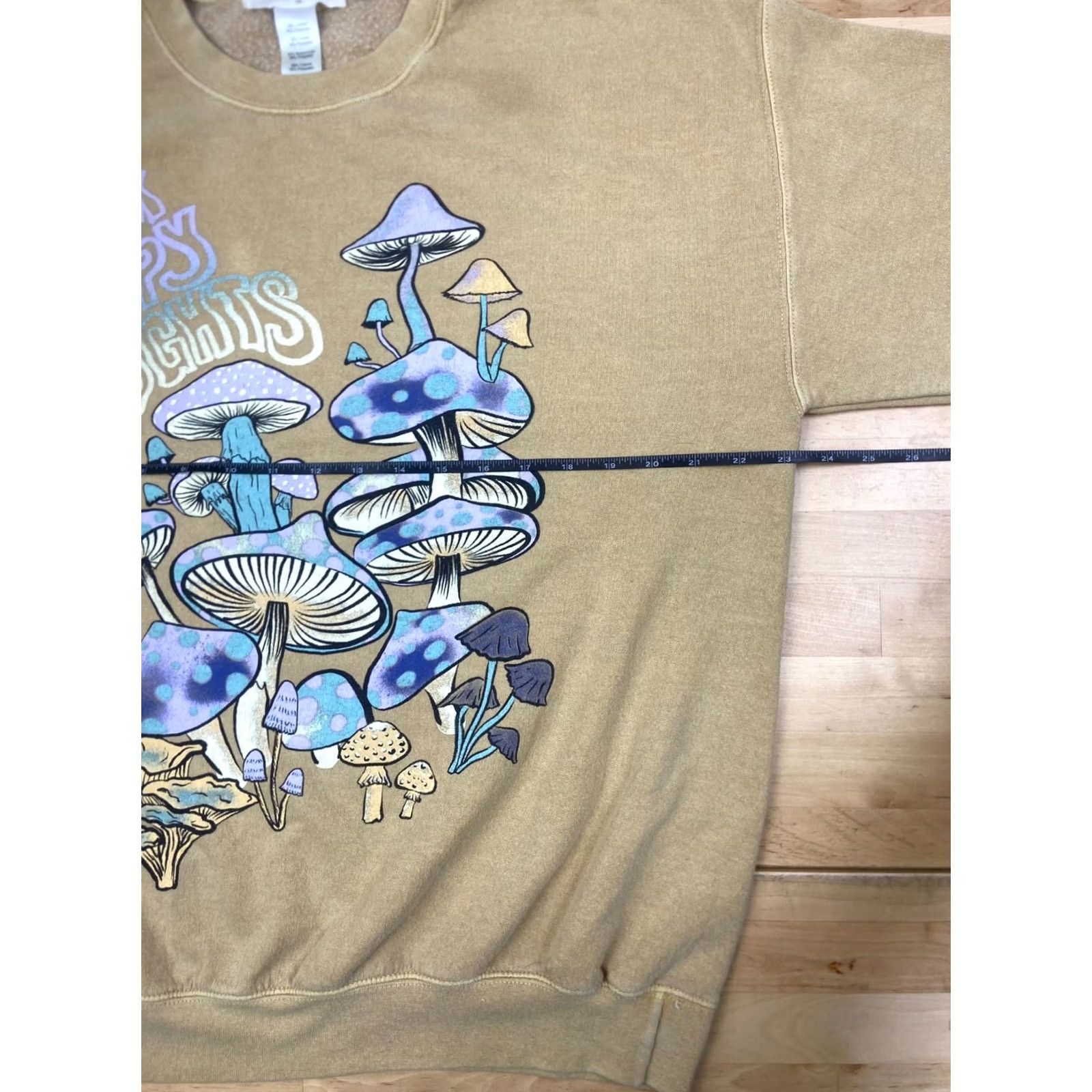 Urban Outfitters Urban Outfitters Project Social T Sweatshirt S/M Beige Graphic Print 70s Festival Grunge Psychedelic Happy Thoughts Mens Women Girls Boys Size S / US 4 / IT 40 - 7 Thumbnail