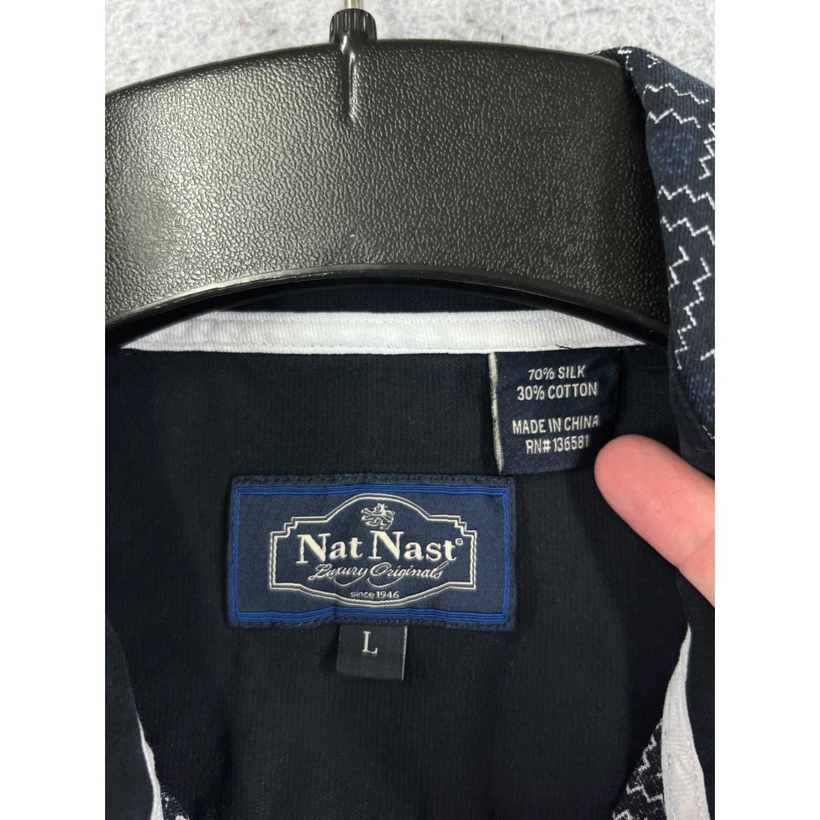 Nat Nast Nat Nast Shirt Adult Large Blue Silk Cotton Basketweave Button Up Camp Pocket Size US L / EU 52-54 / 3 - 7 Thumbnail