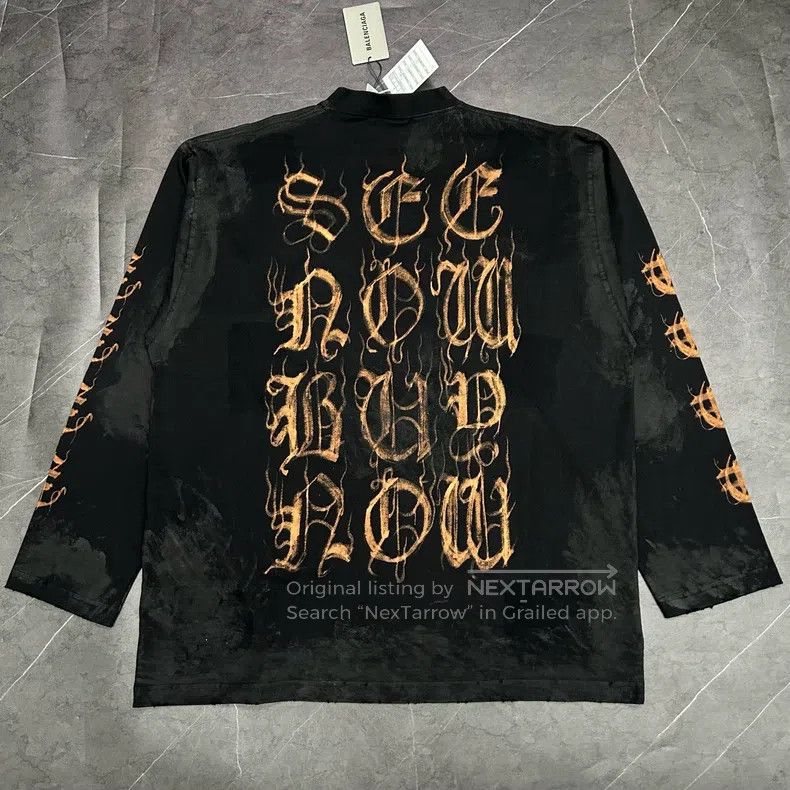 Balenciaga Balenciaga Flame Sanskrit mud dyeing to make old long slee Size US L / EU 52-54 / 3 - 2 Thumbnail